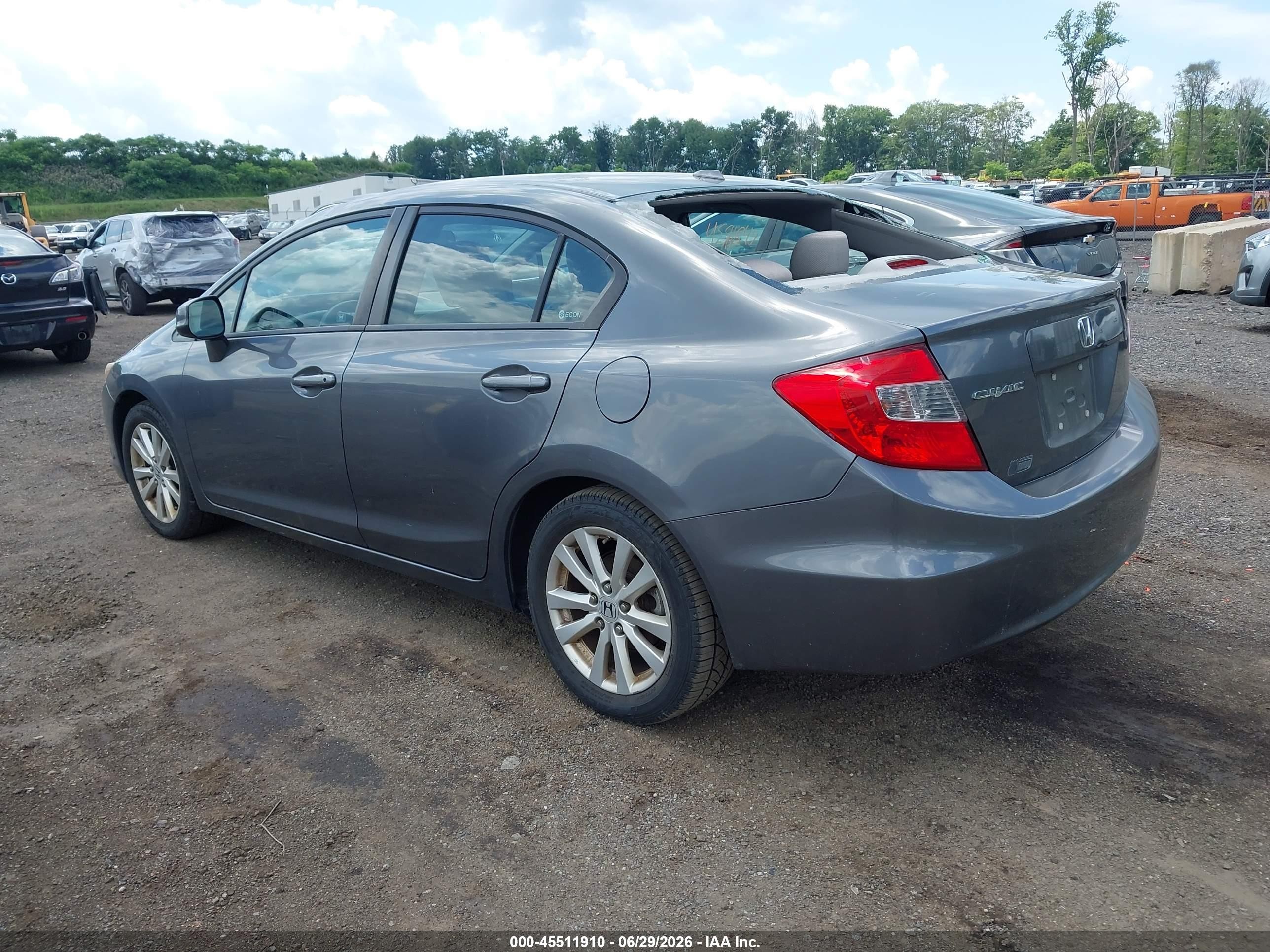 2012 Honda Civic Ex Серый vin: 19XFB2F82CE335494