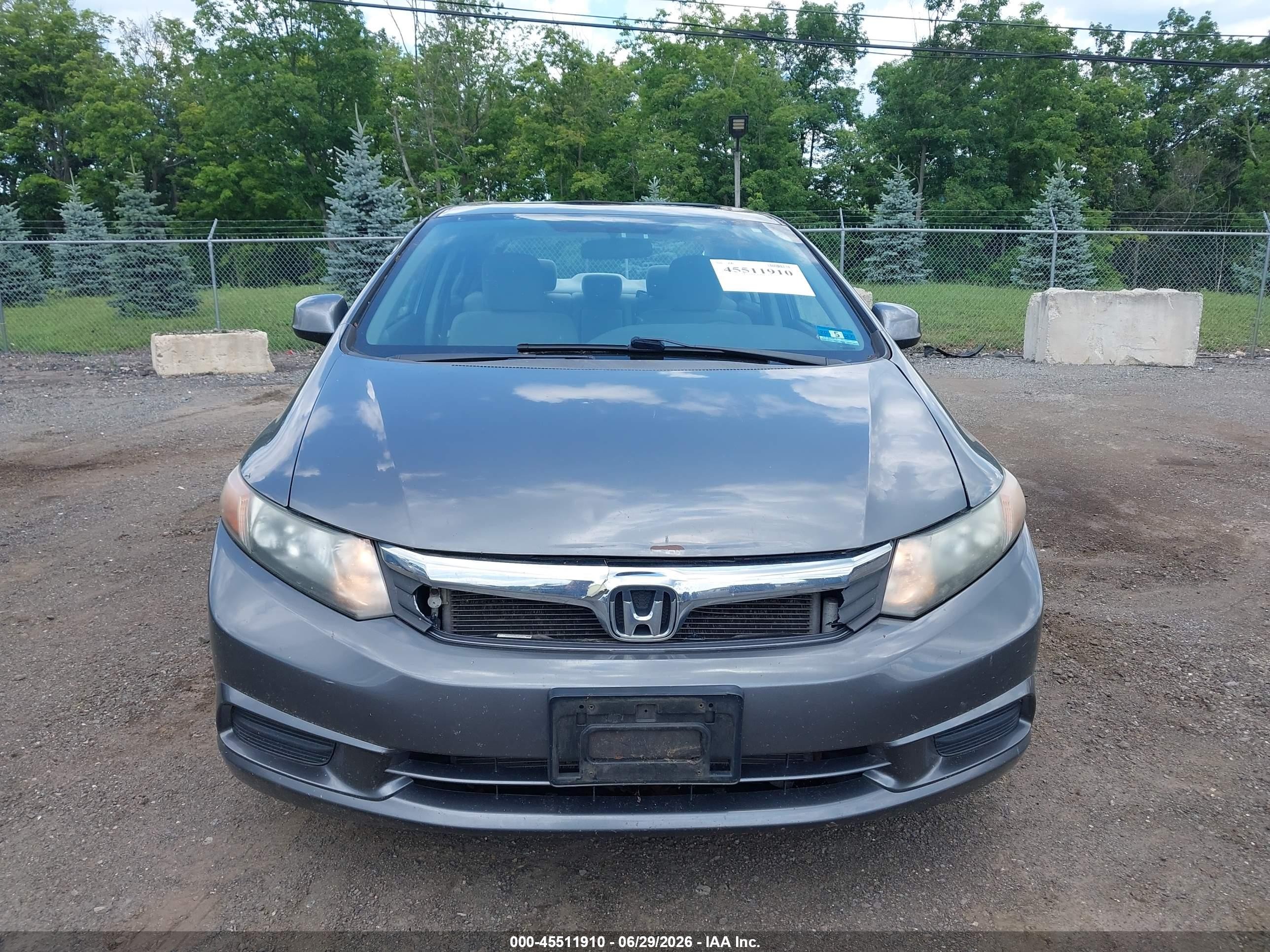 2012 Honda Civic Ex Серый vin: 19XFB2F82CE335494