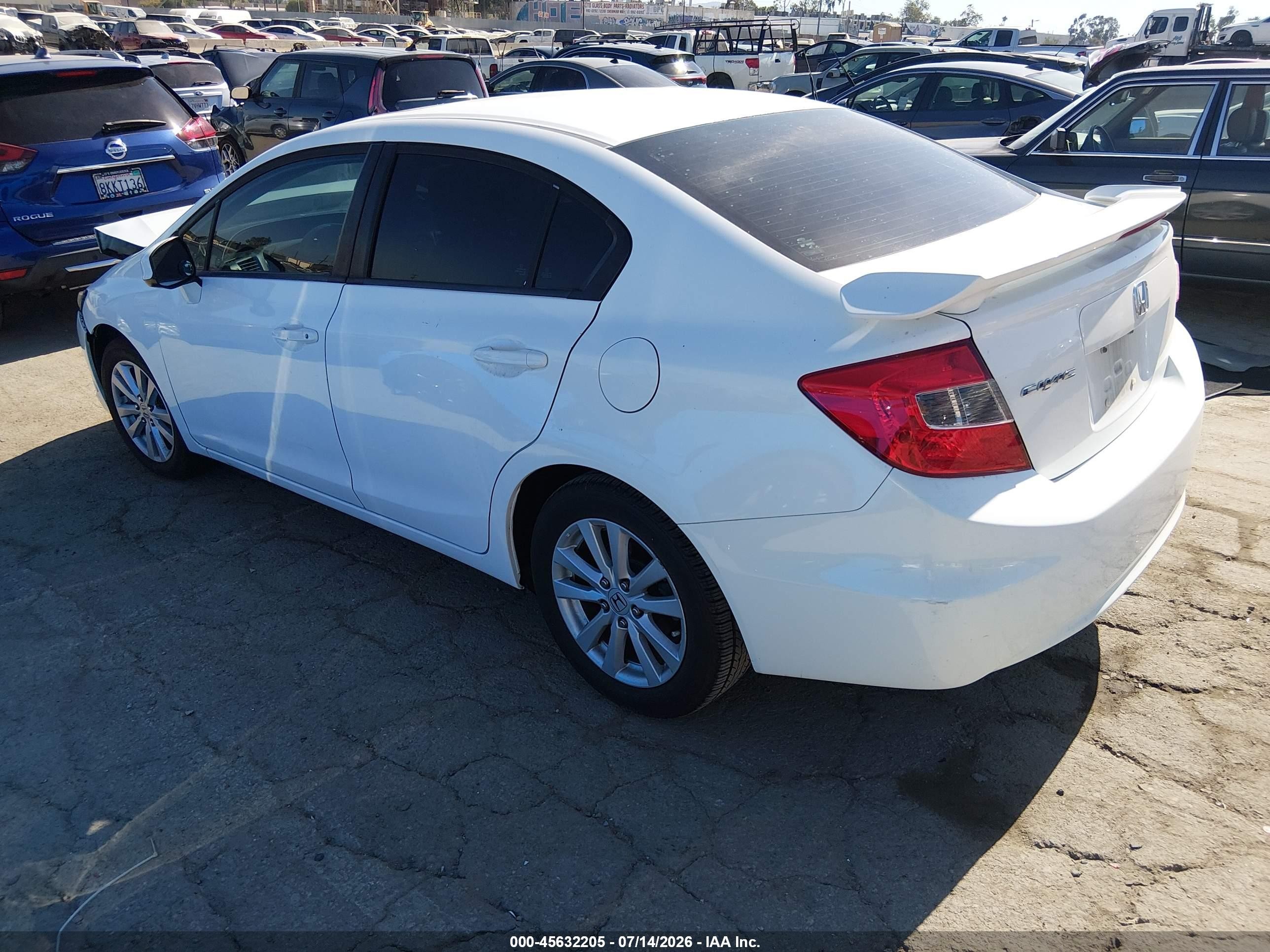 2012 Honda Civic Ex White vin: 19XFB2F82CE384114