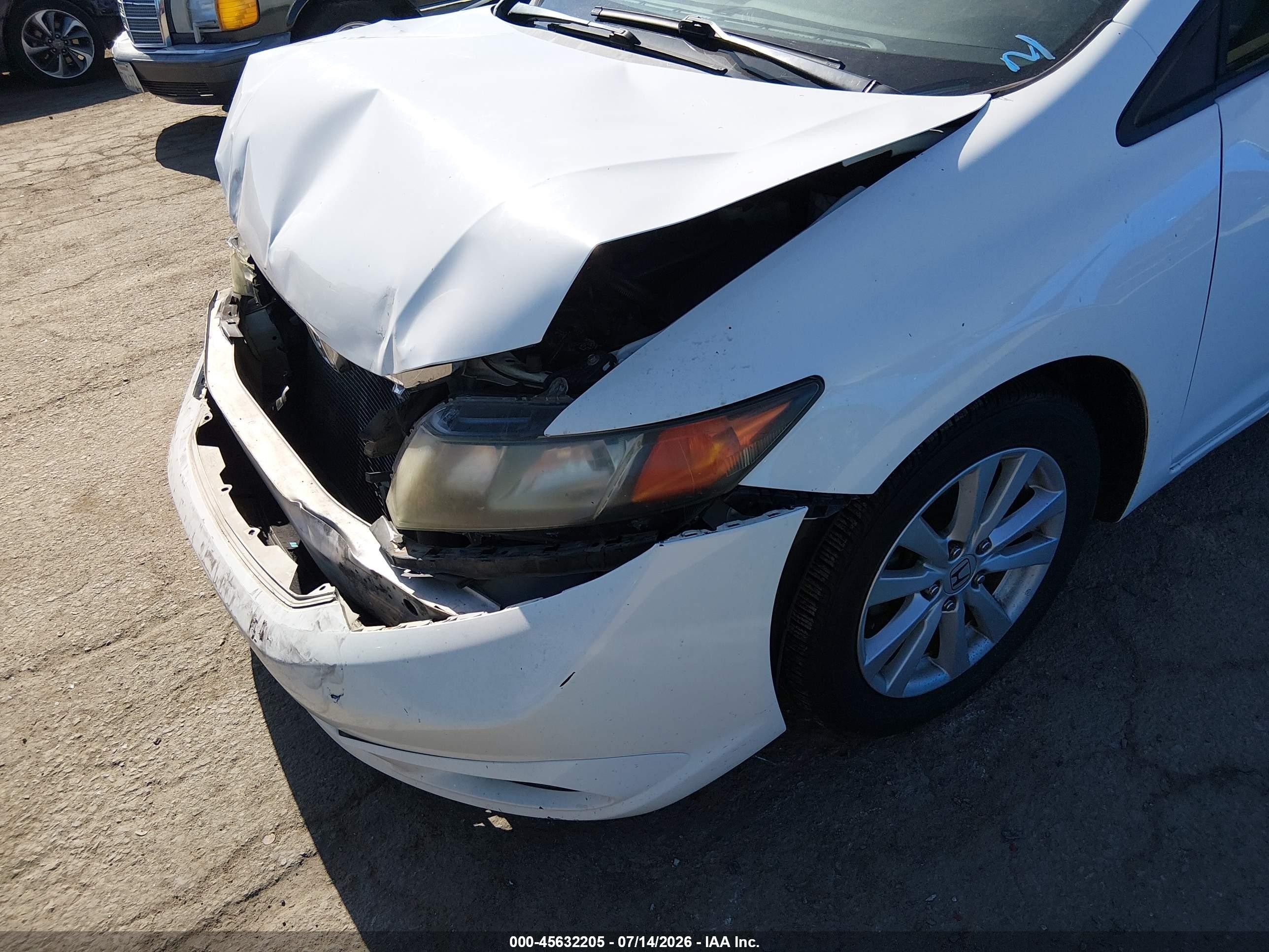 2012 Honda Civic Ex White vin: 19XFB2F82CE384114