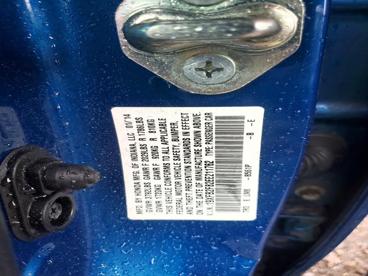 2014 Honda Civic Ex Blue vin: 19XFB2F82EE211762