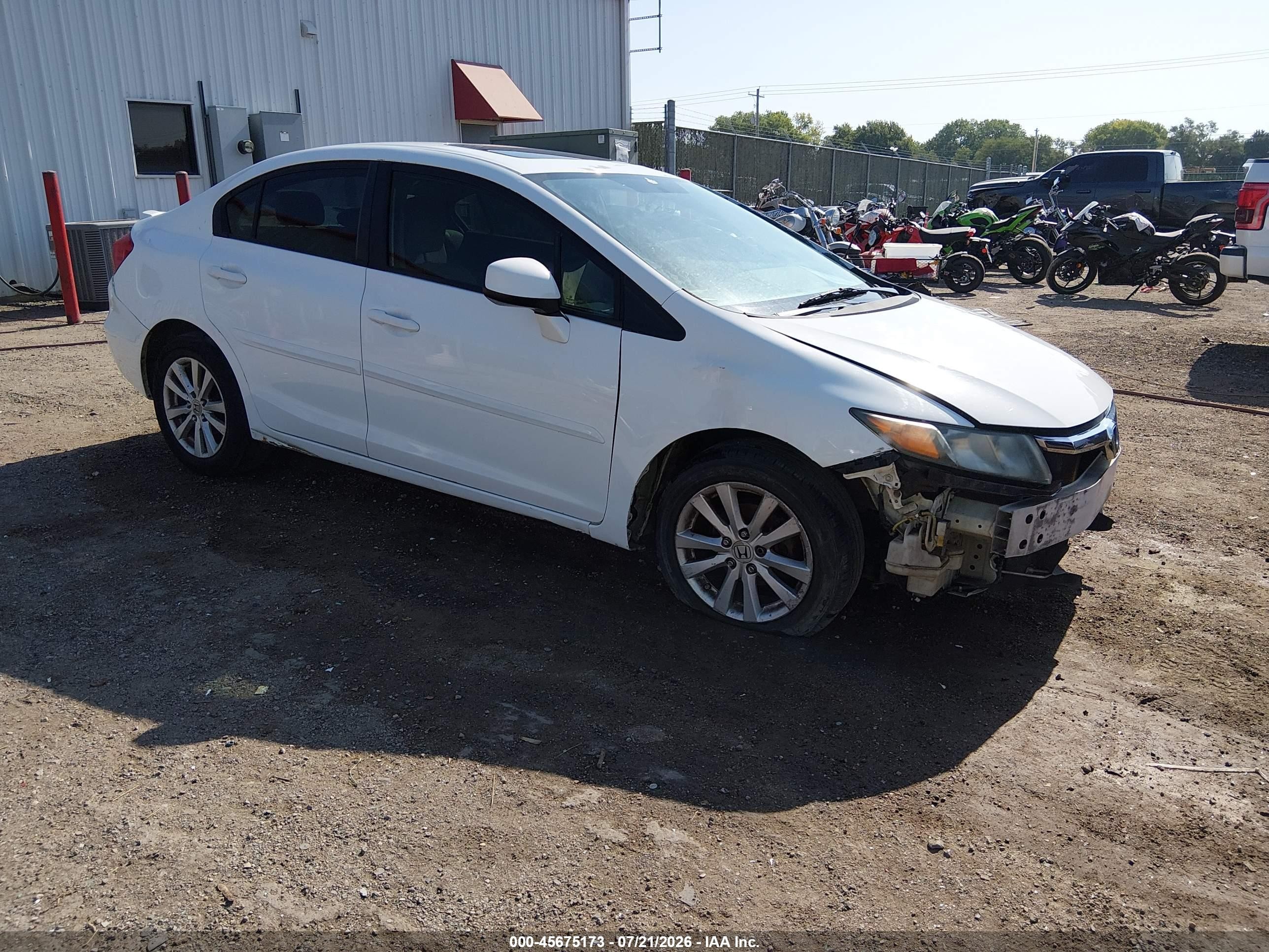 2012 Honda Civic Ex Белый vin: 19XFB2F83CE035253