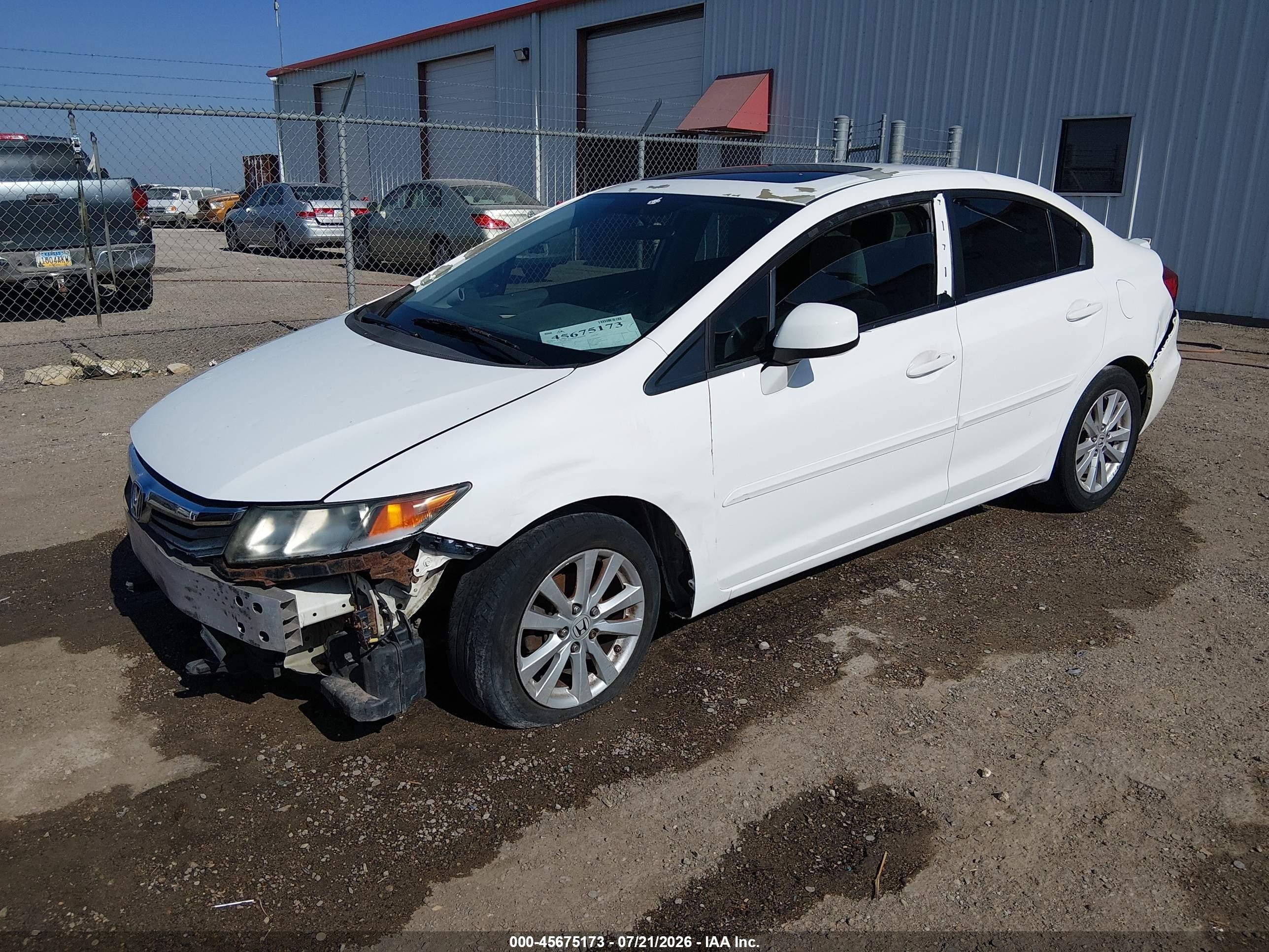 2012 Honda Civic Ex Белый vin: 19XFB2F83CE035253