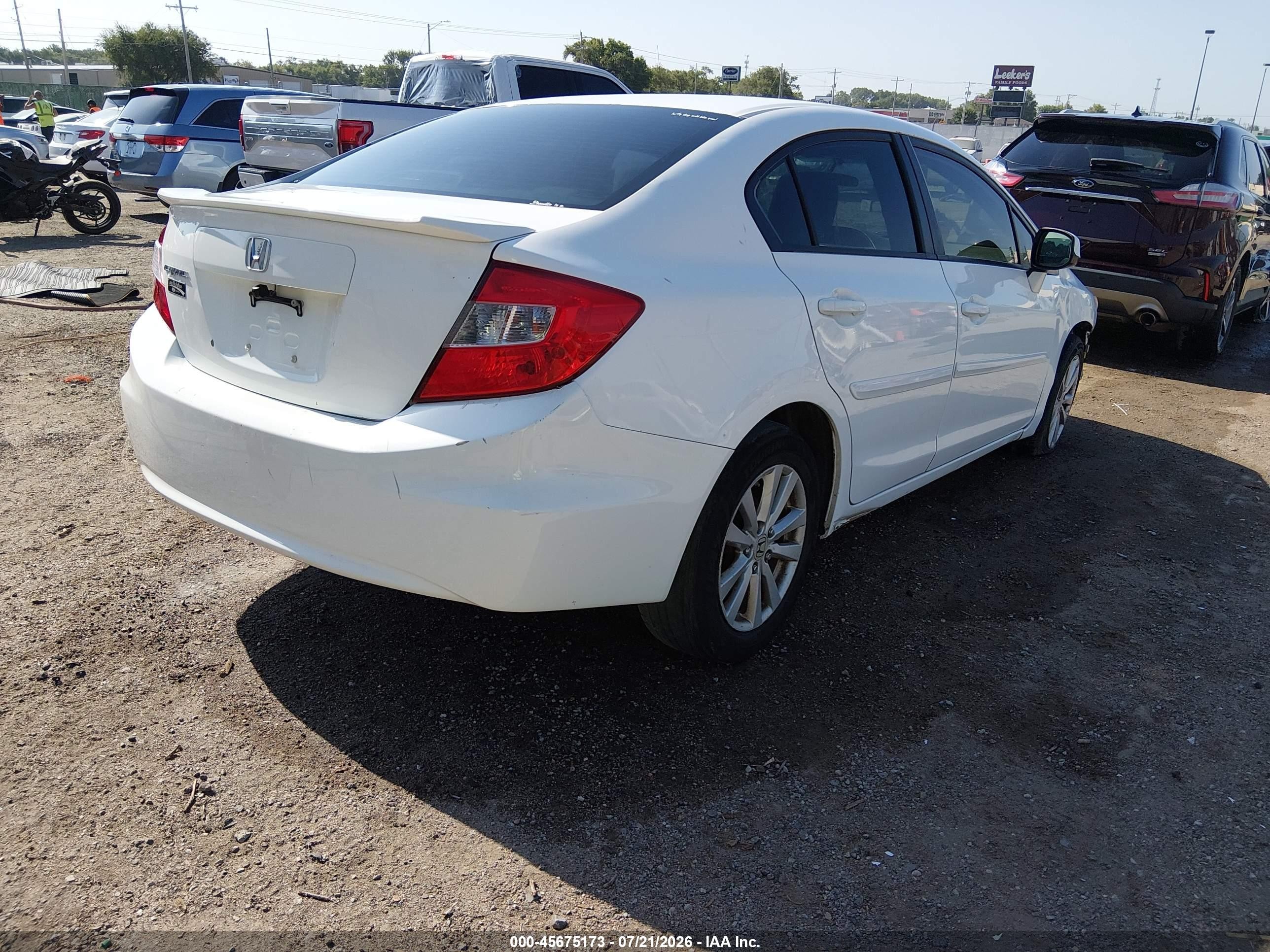 2012 Honda Civic Ex Белый vin: 19XFB2F83CE035253