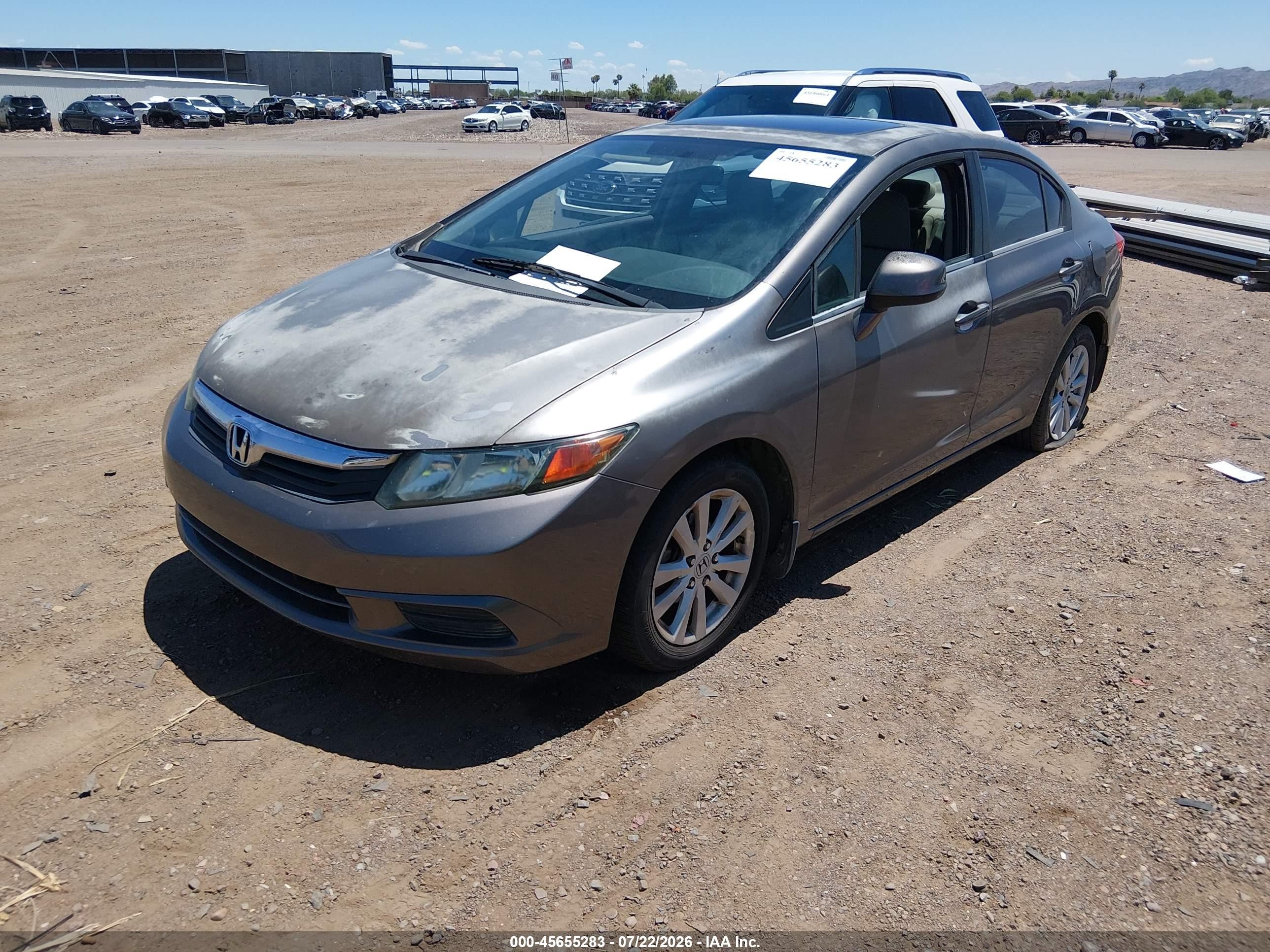 2012 Honda Civic Ex Серый vin: 19XFB2F83CE063019