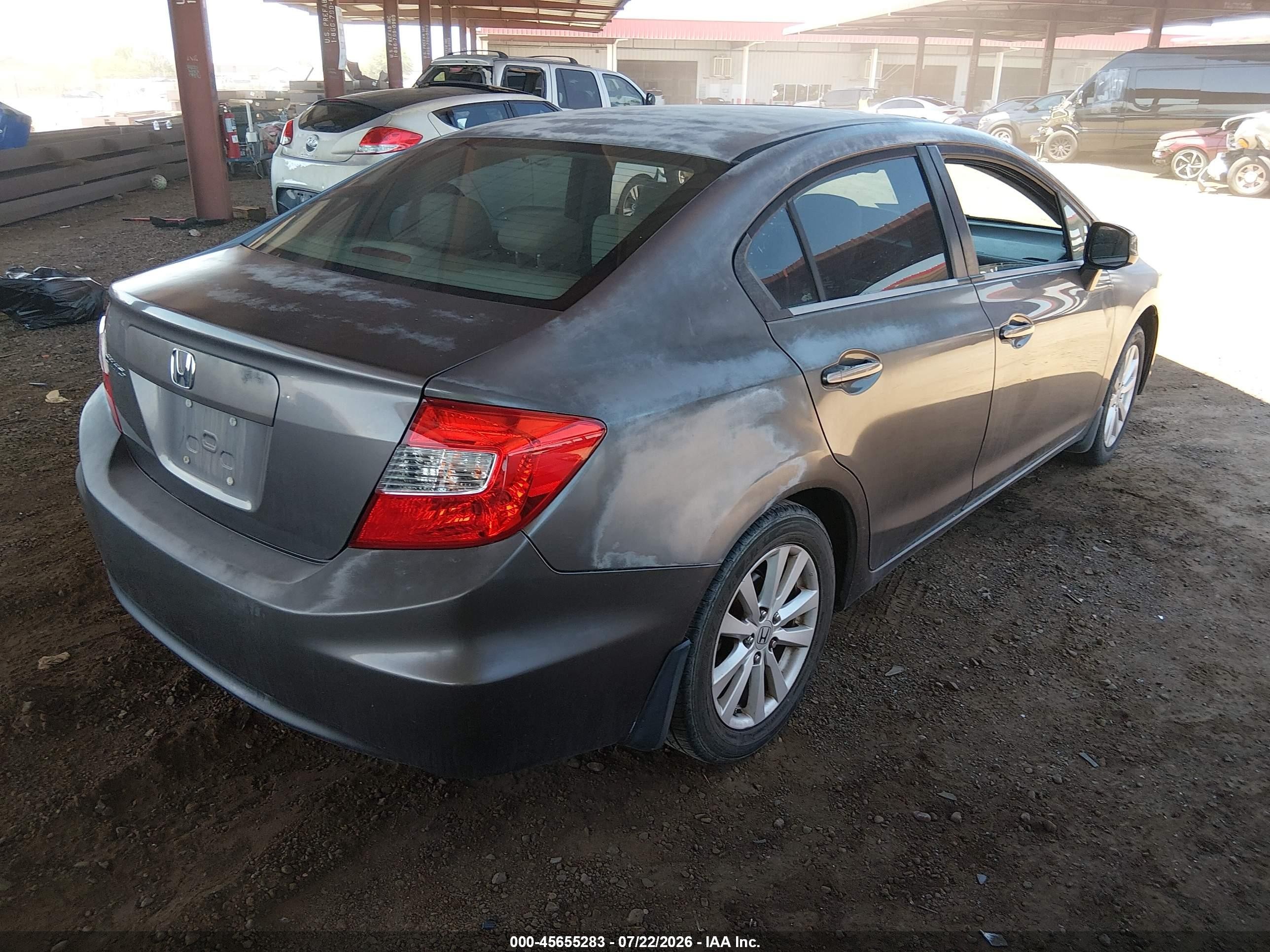 2012 Honda Civic Ex Серый vin: 19XFB2F83CE063019