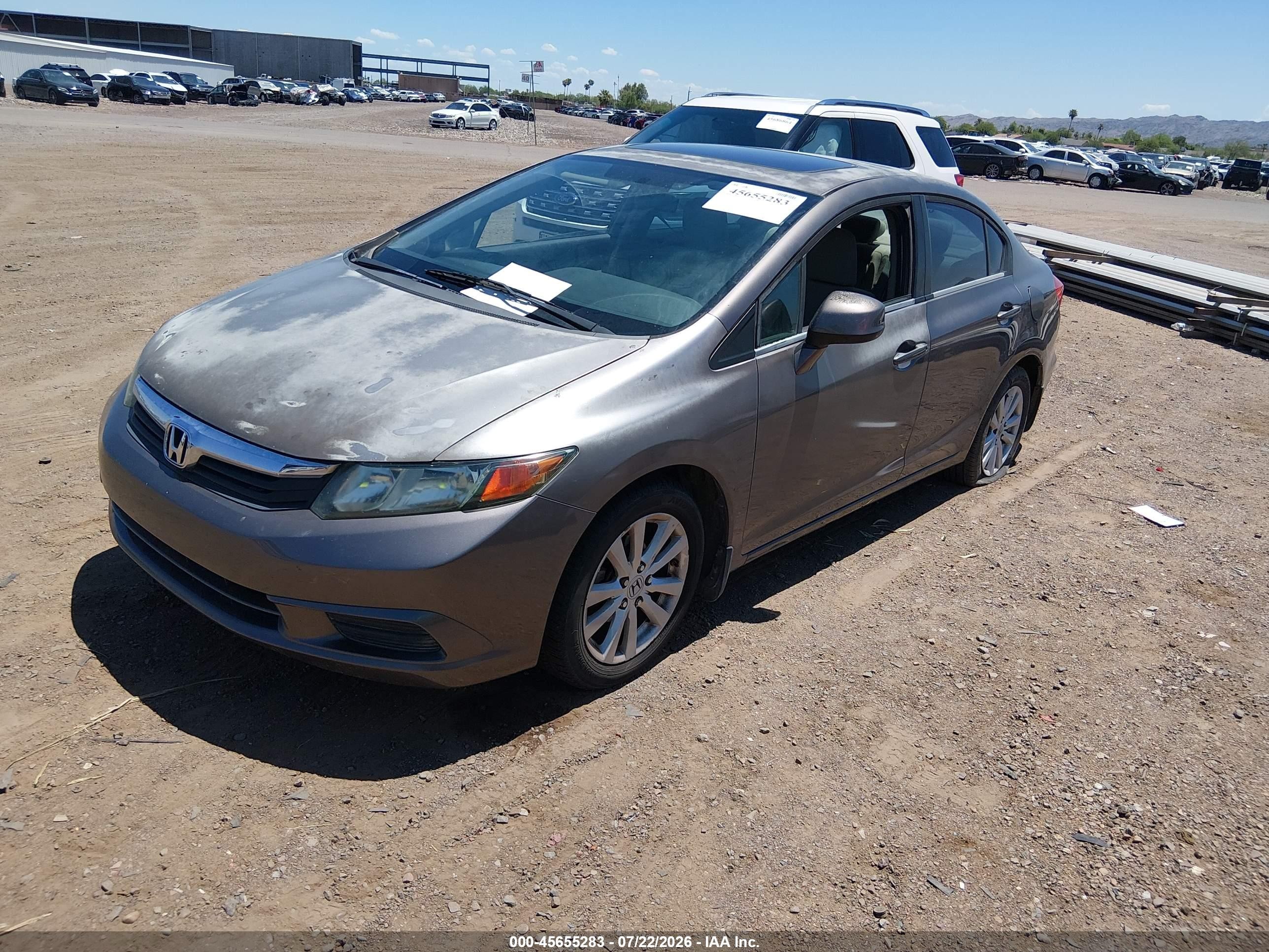2012 Honda Civic Ex Серый vin: 19XFB2F83CE063019
