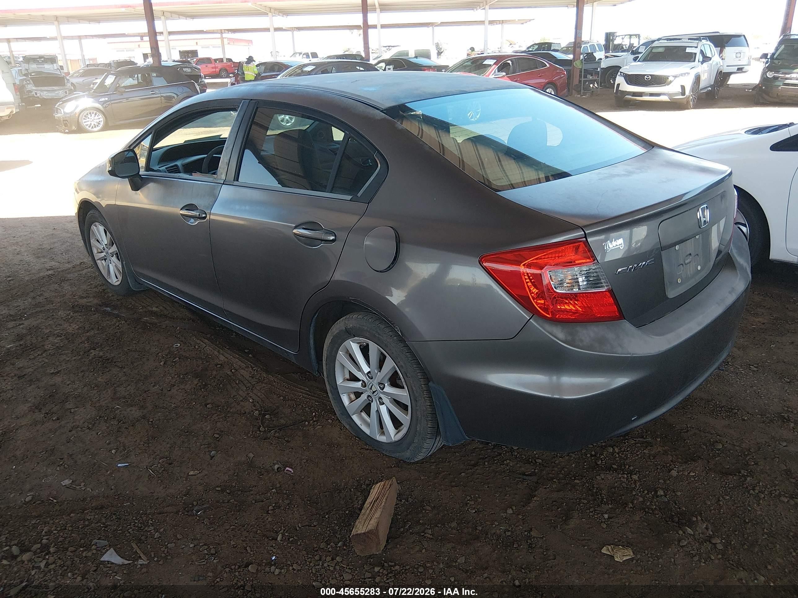 2012 Honda Civic Ex Серый vin: 19XFB2F83CE063019