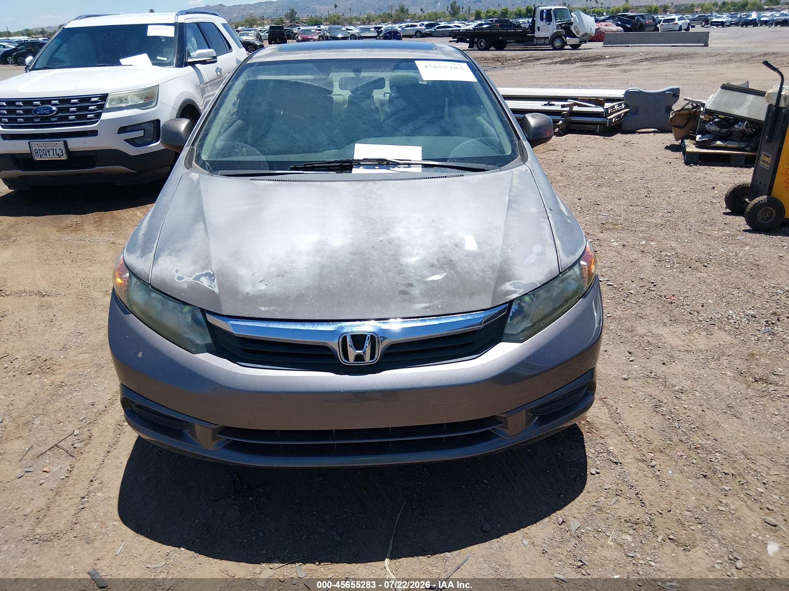 2012 Honda Civic Ex Серый vin: 19XFB2F83CE063019