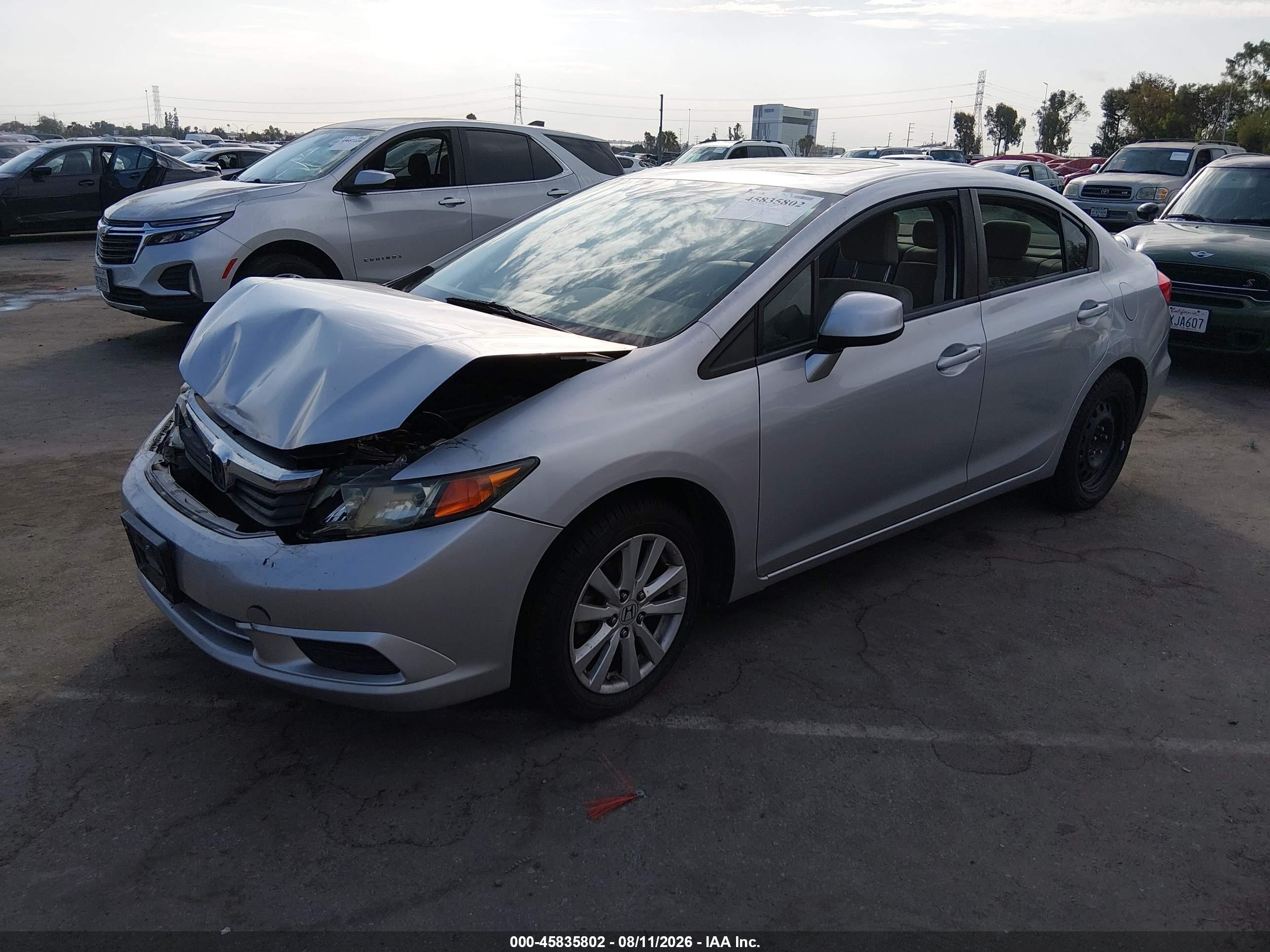 2012 Honda Civic Ex Серебряный vin: 19XFB2F83CE343815