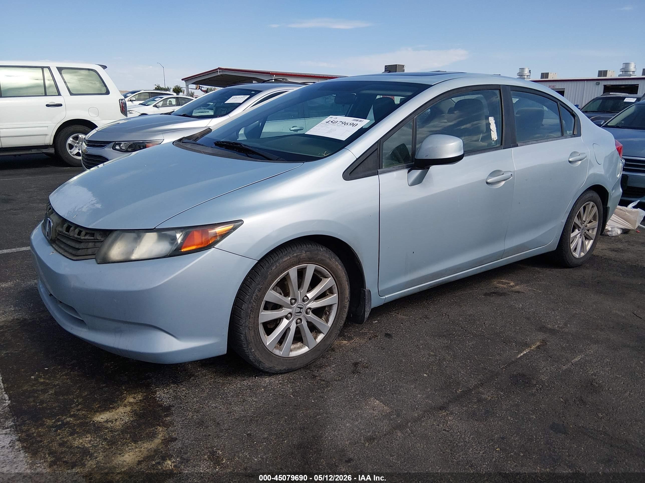 2012 Honda Civic Ex Light Blue vin: 19XFB2F83CE345693