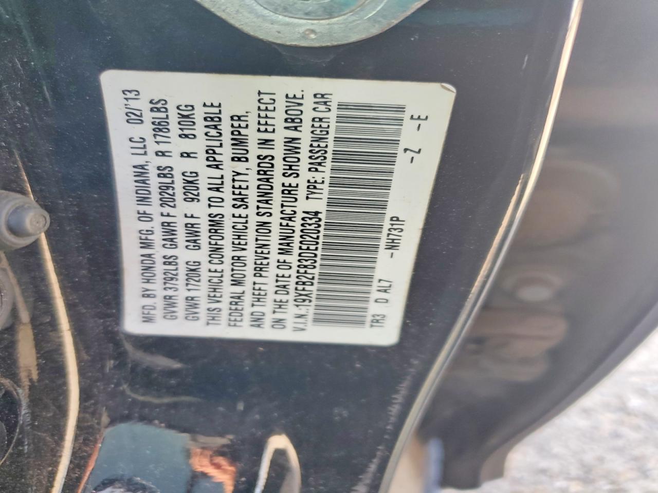 2013 Honda Civic Ex Черный vin: 19XFB2F83DE020334
