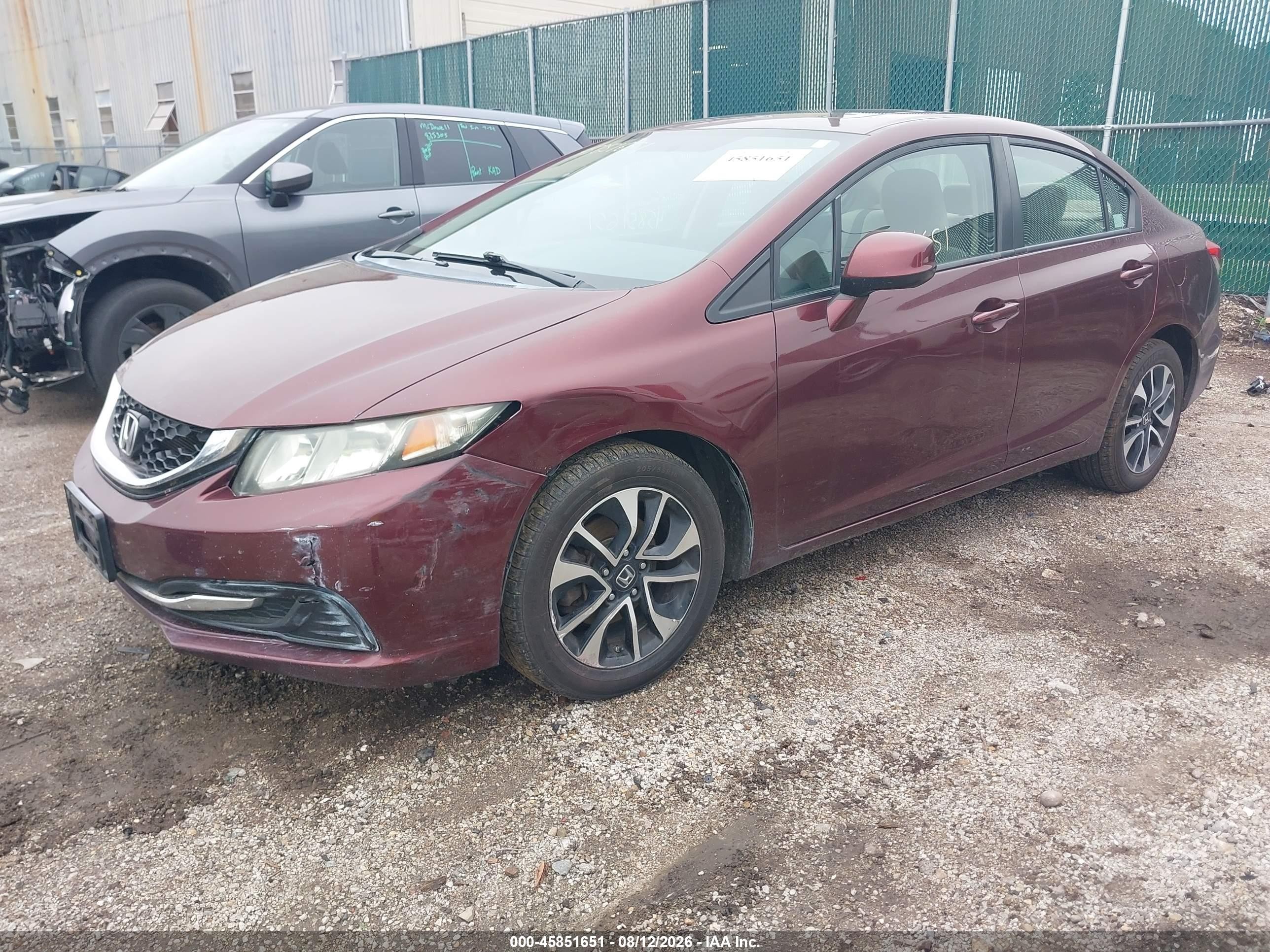 2013 Honda Civic Ex Burgundy vin: 19XFB2F83DE022729