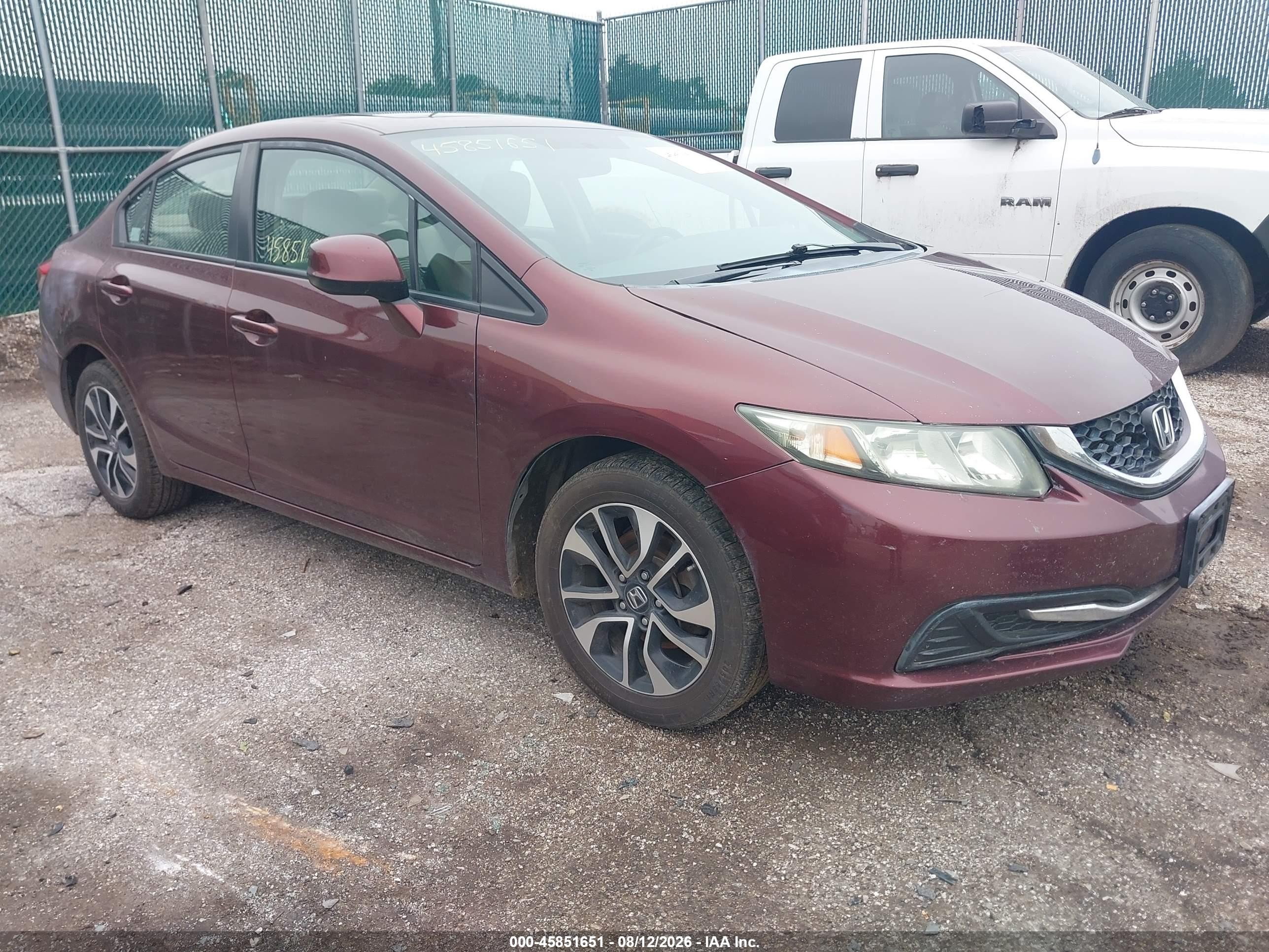 2013 Honda Civic Ex Burgundy vin: 19XFB2F83DE022729