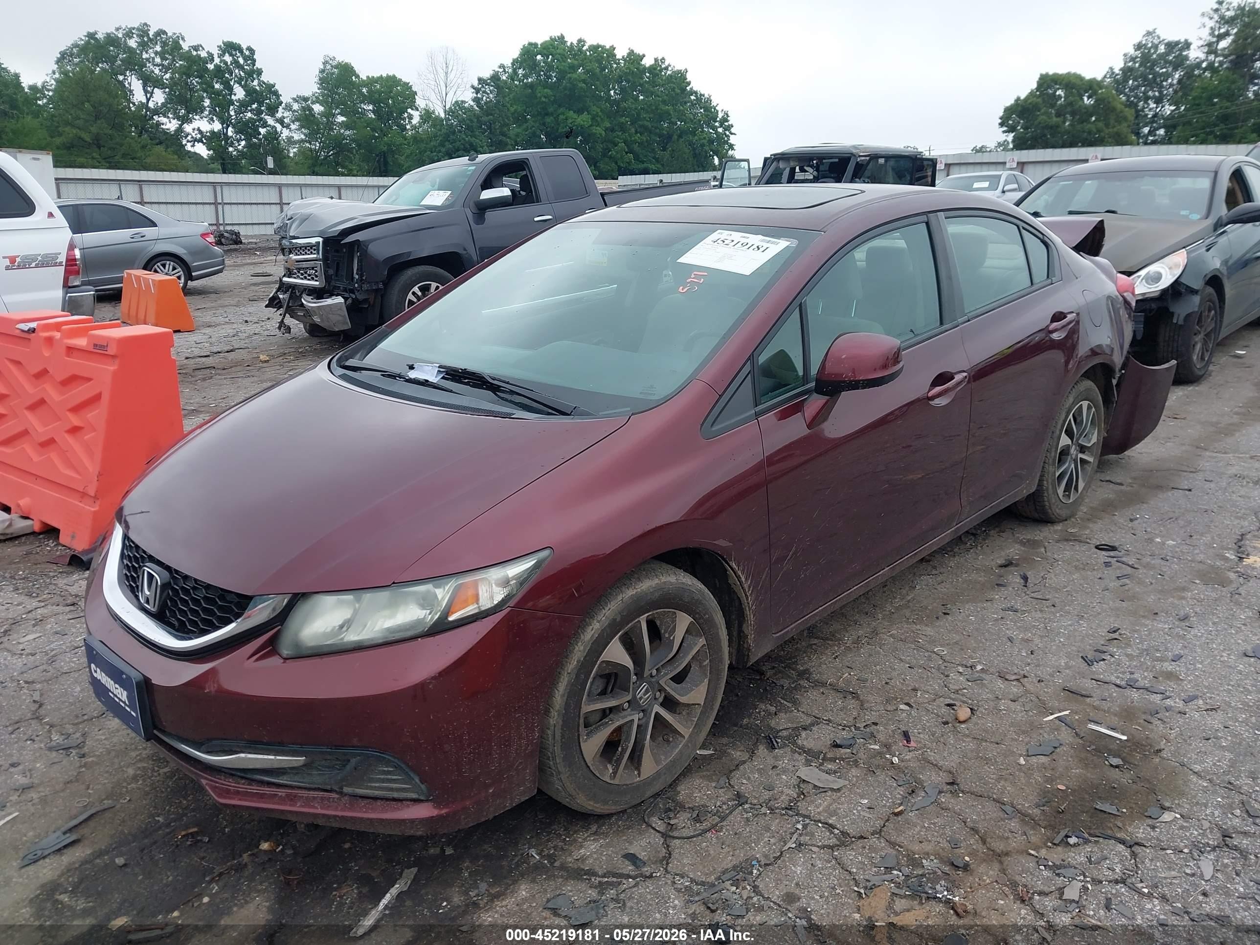 2013 Honda Civic Ex Maroon vin: 19XFB2F83DE226589