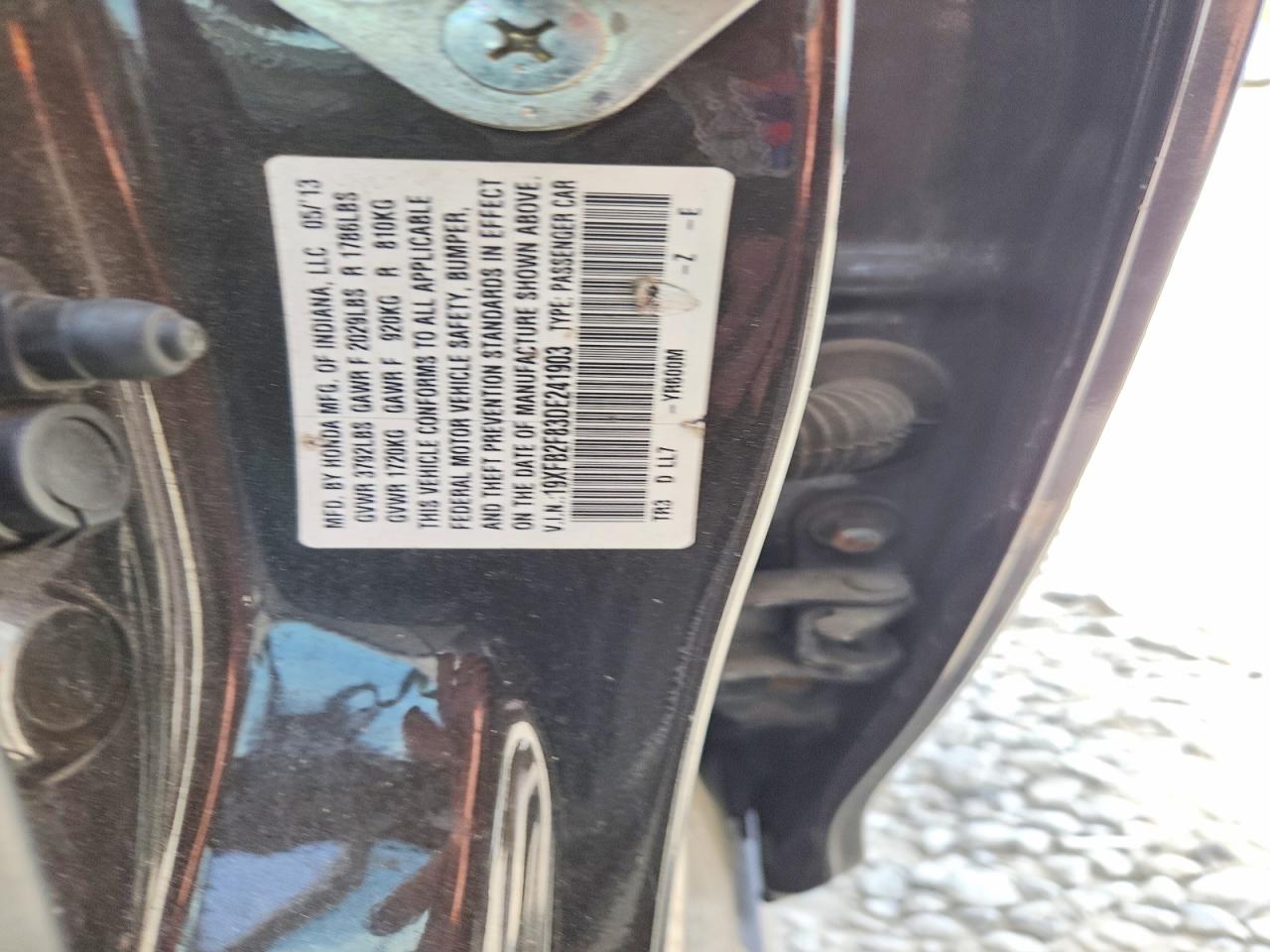 2013 Honda Civic Ex Black vin: 19XFB2F83DE241903