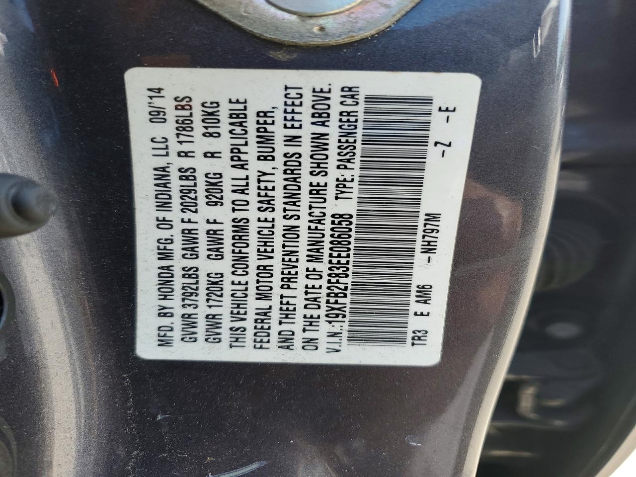 2014 Honda Civic Ex Gray vin: 19XFB2F83EE086058