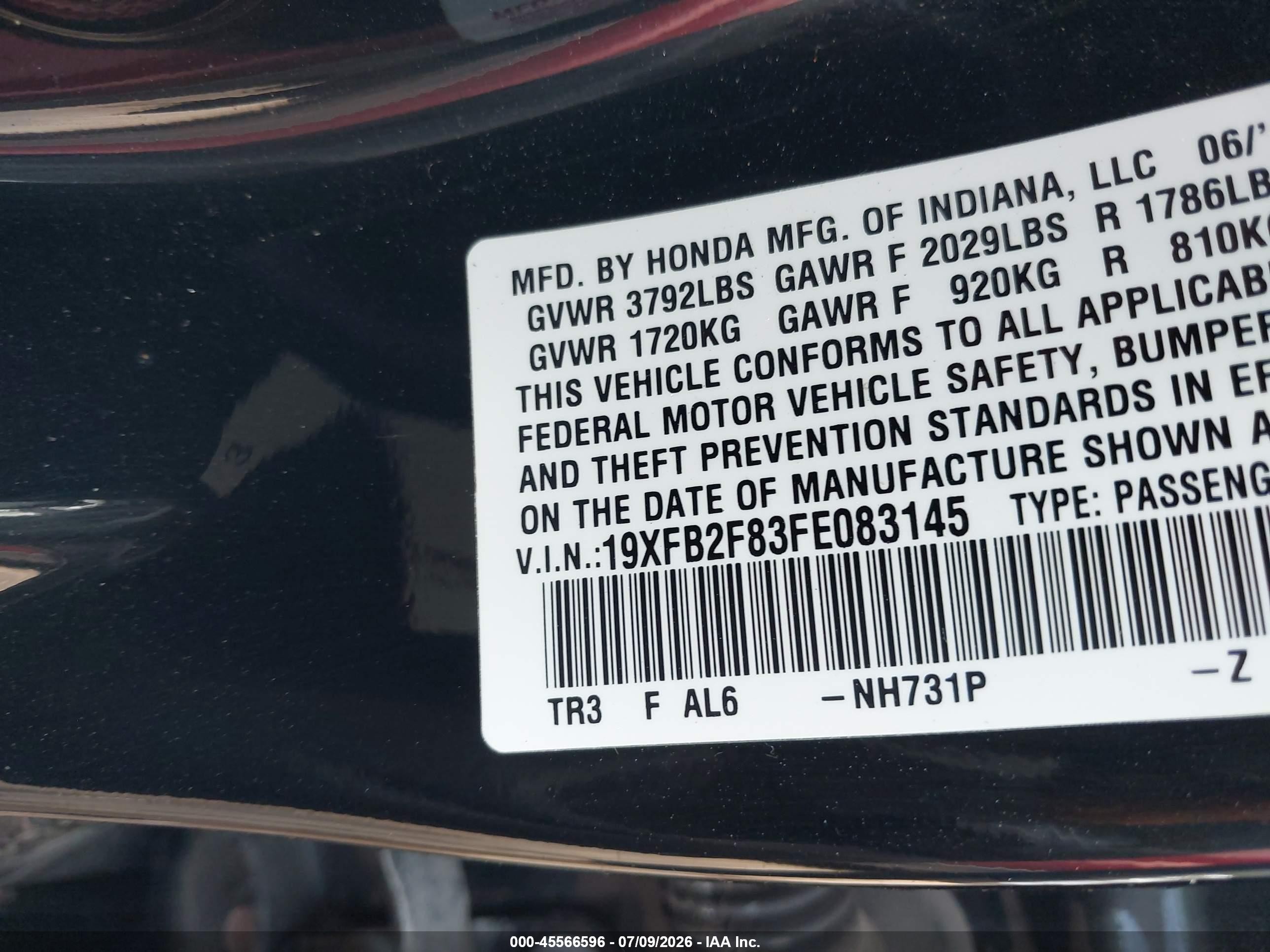 2015 Honda Civic Ex Black vin: 19XFB2F83FE083145