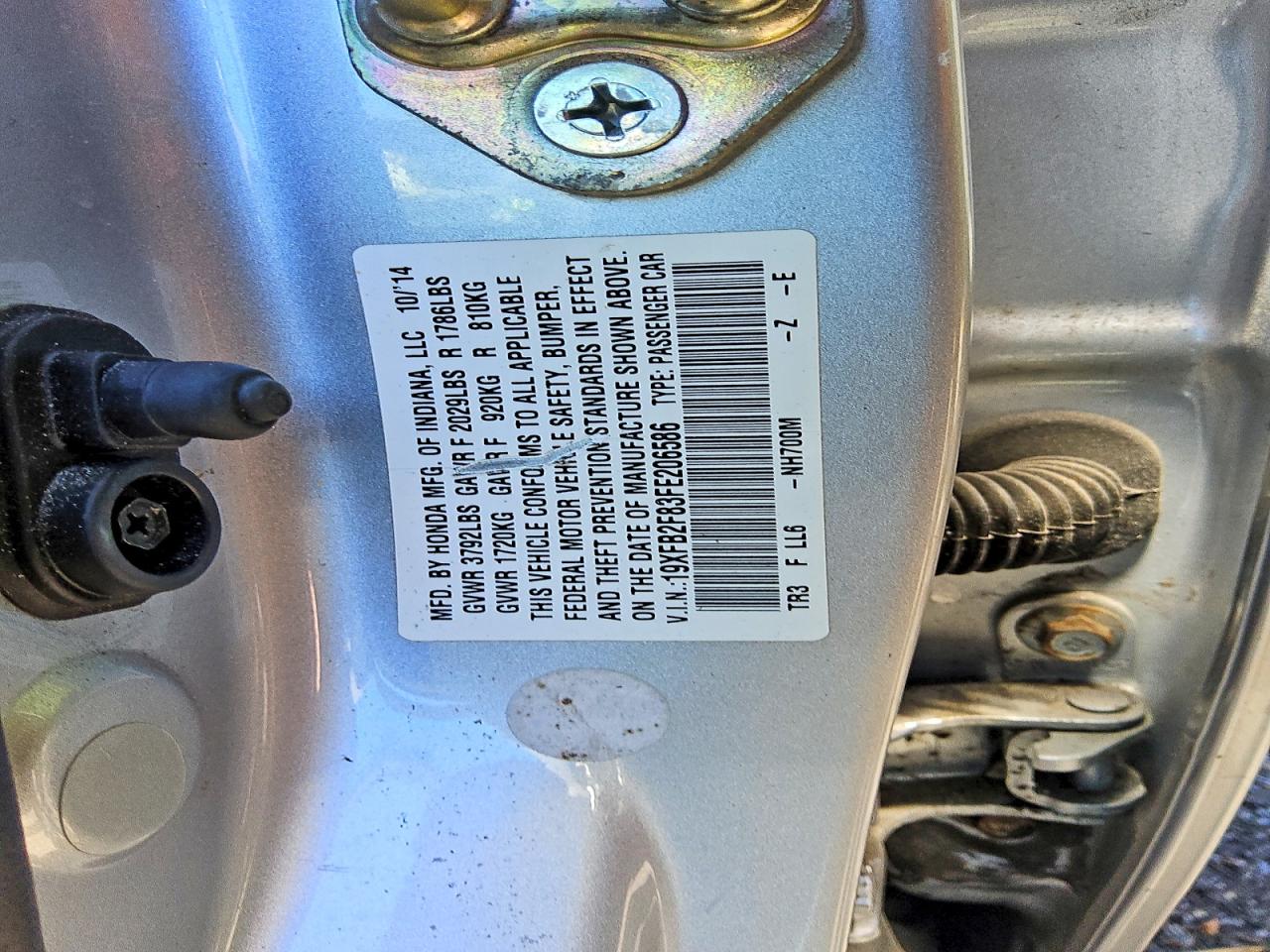 2015 Honda Civic Ex Silver vin: 19XFB2F83FE206586