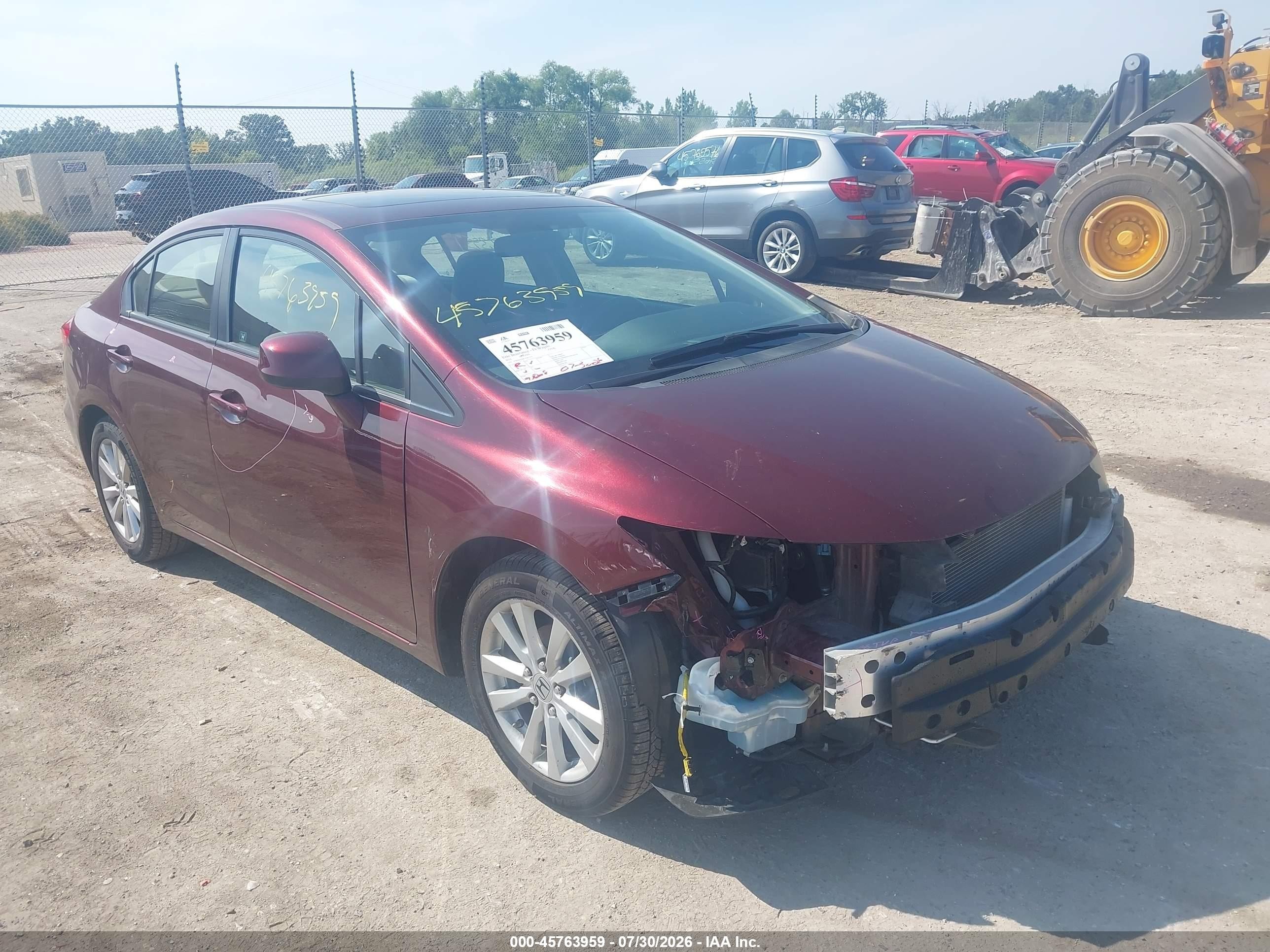 2012 Honda Civic Ex Burgundy vin: 19XFB2F84CE001547