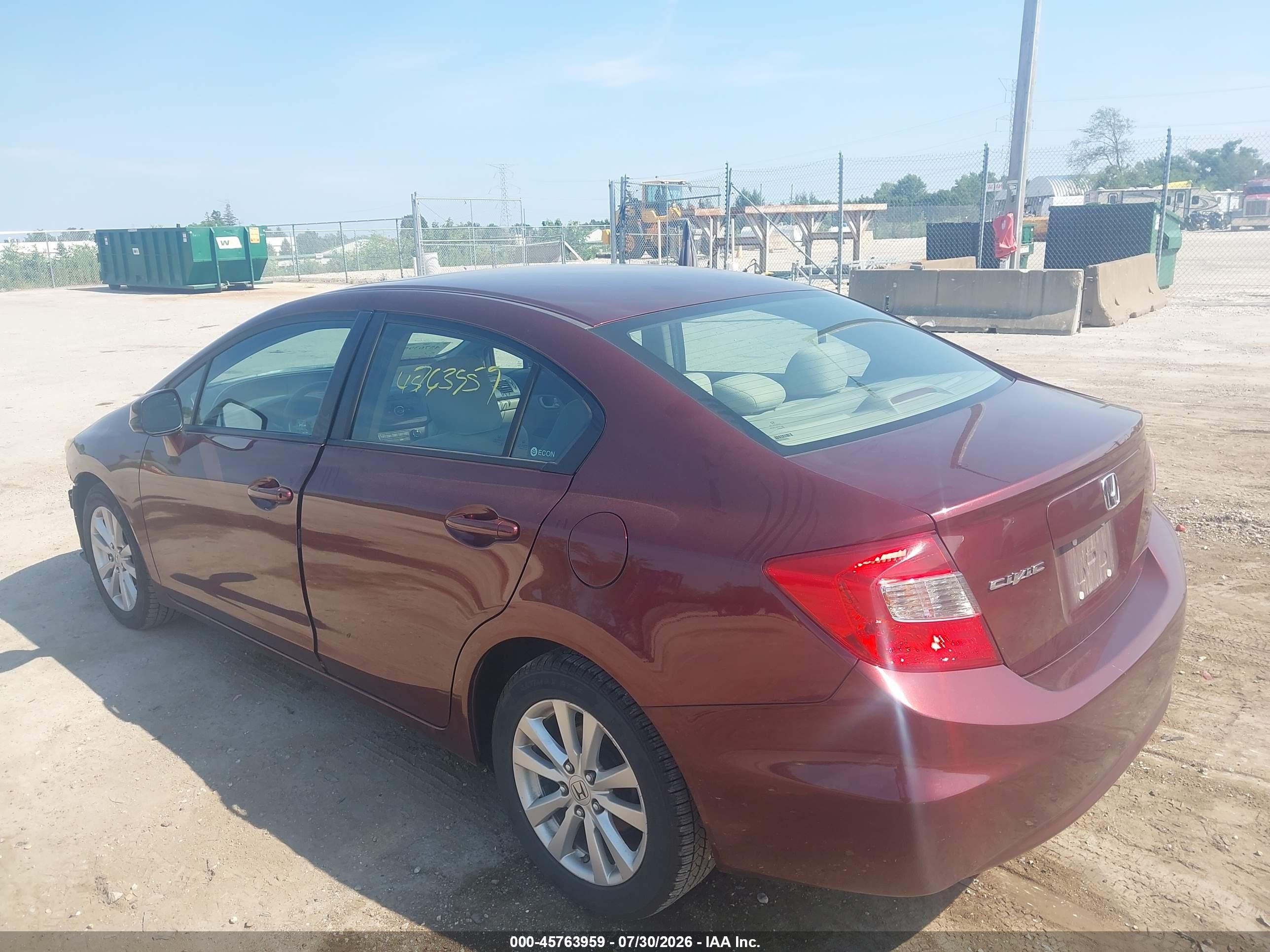 2012 Honda Civic Ex Burgundy vin: 19XFB2F84CE001547