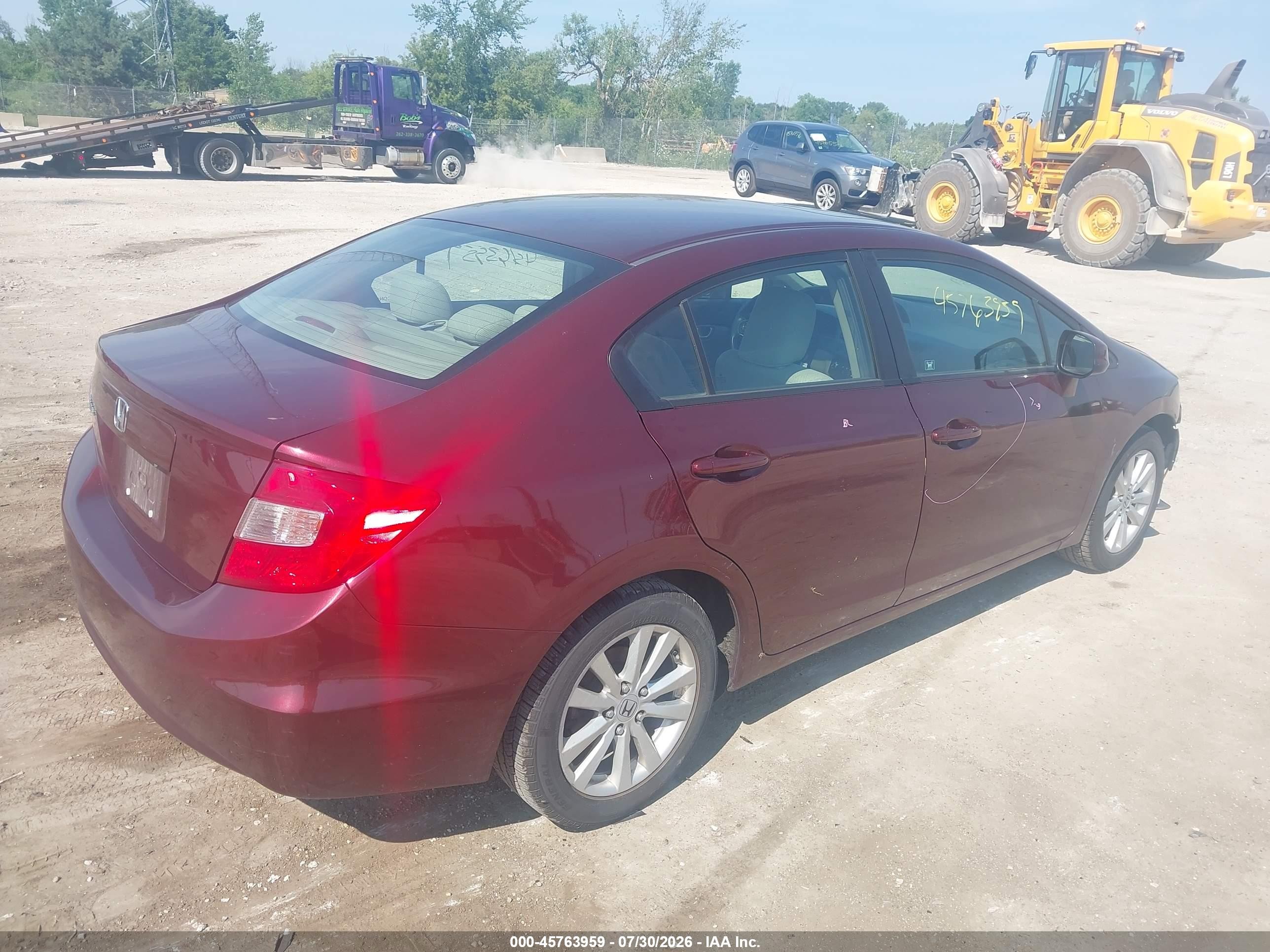 2012 Honda Civic Ex Burgundy vin: 19XFB2F84CE001547