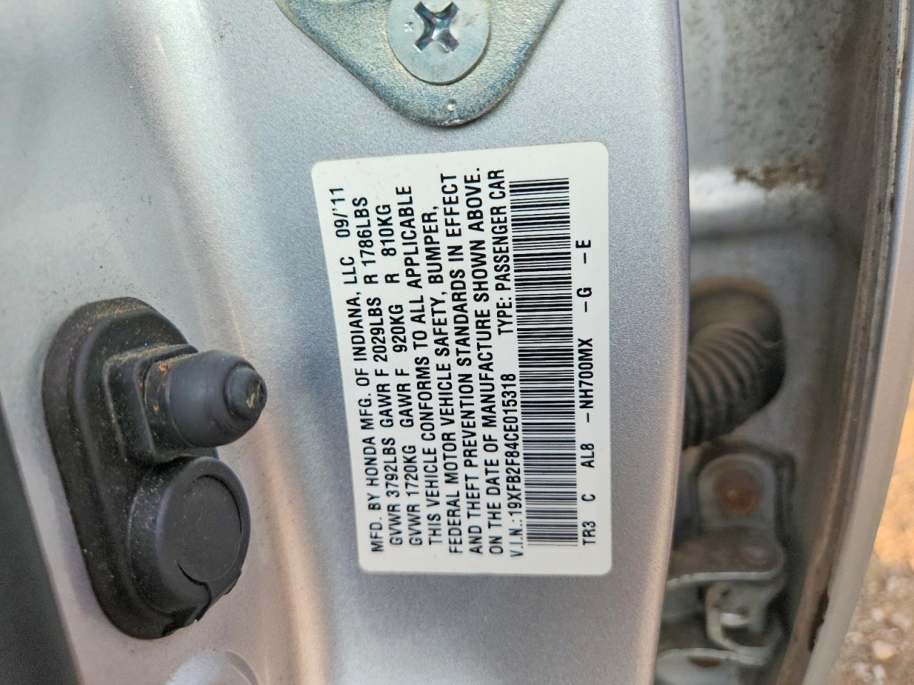 2012 Honda Civic Ex Silver vin: 19XFB2F84CE015318