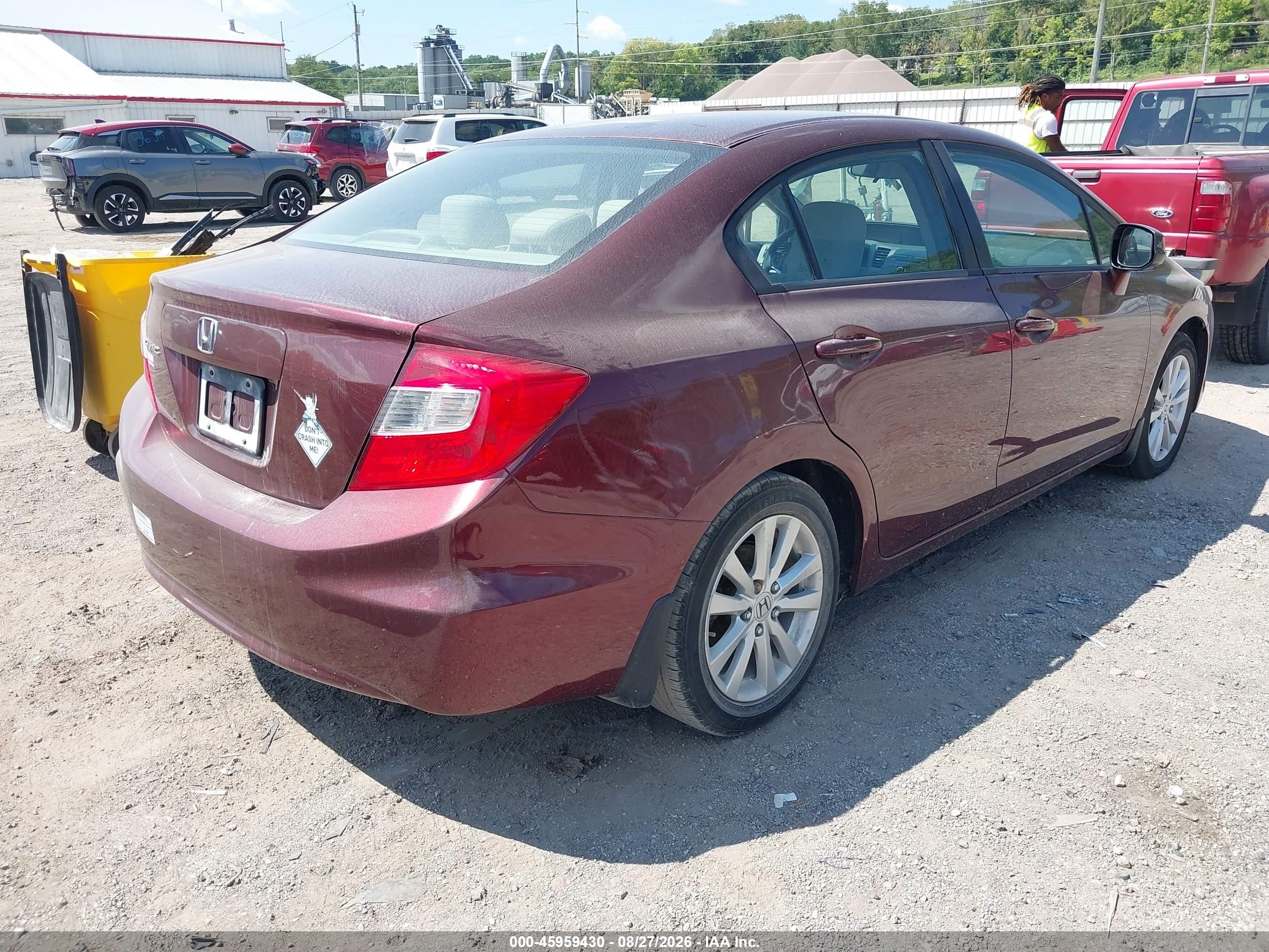 2012 Honda Civic Ex Burgundy vin: 19XFB2F84CE031079