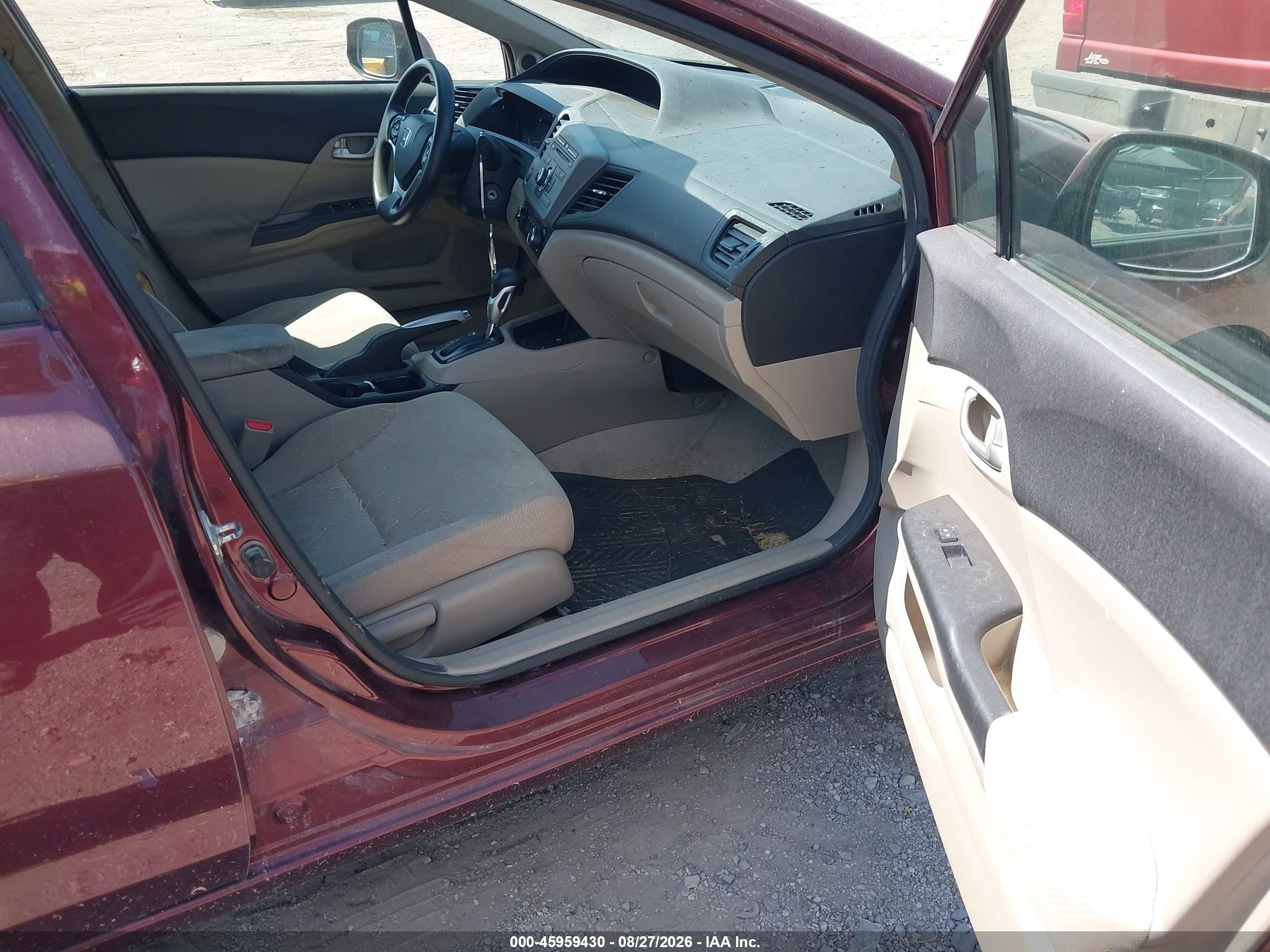 2012 Honda Civic Ex Burgundy vin: 19XFB2F84CE031079