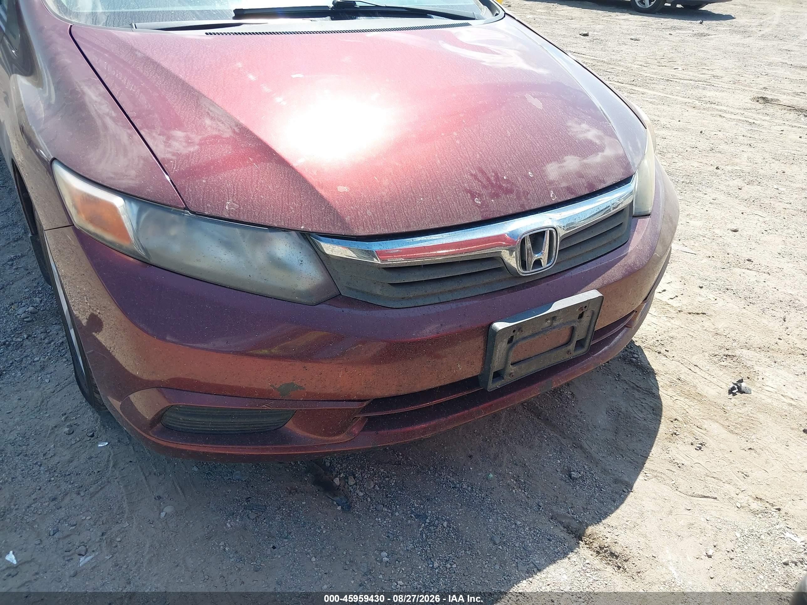 2012 Honda Civic Ex Burgundy vin: 19XFB2F84CE031079