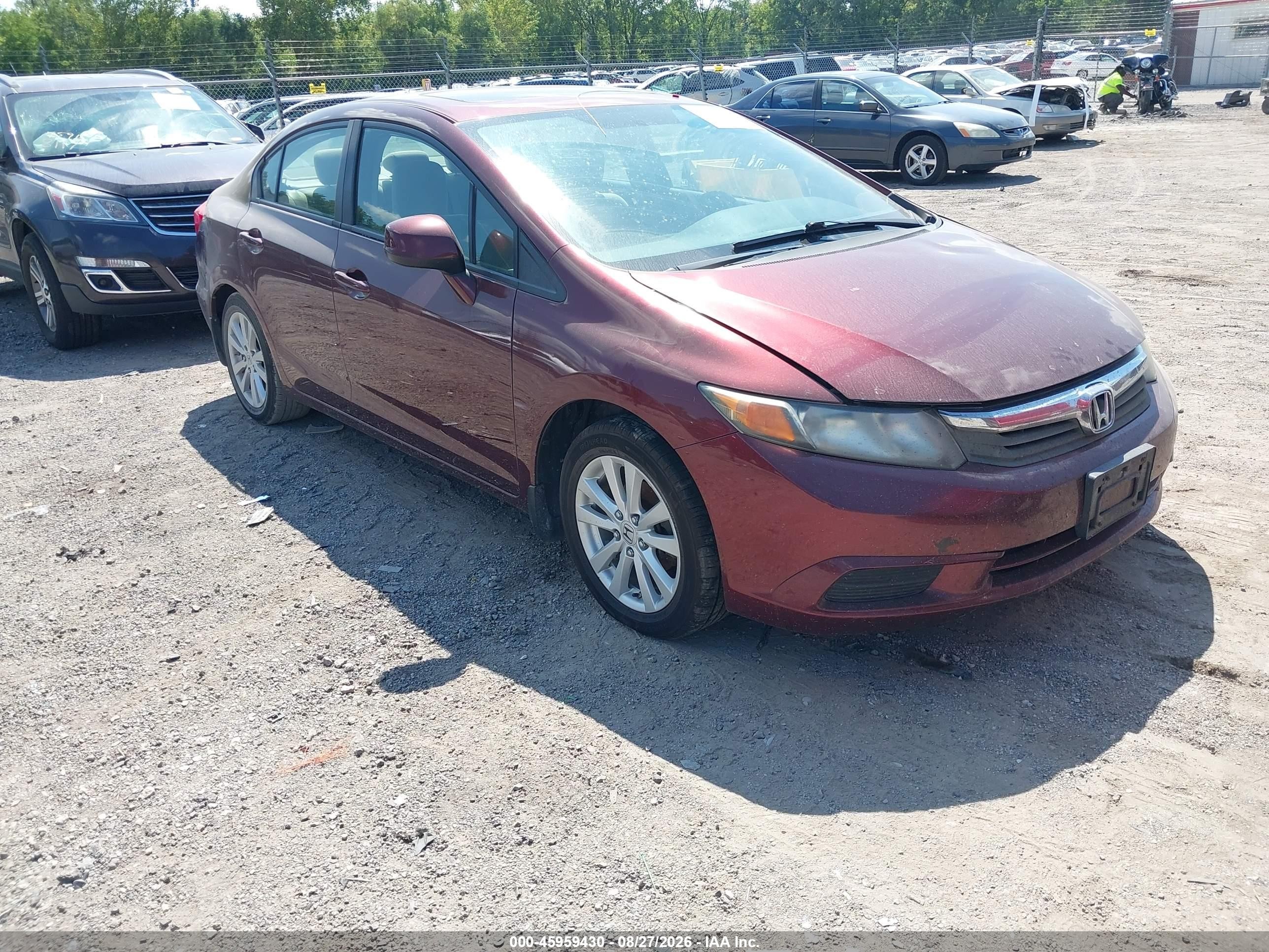 2012 Honda Civic Ex Burgundy vin: 19XFB2F84CE031079