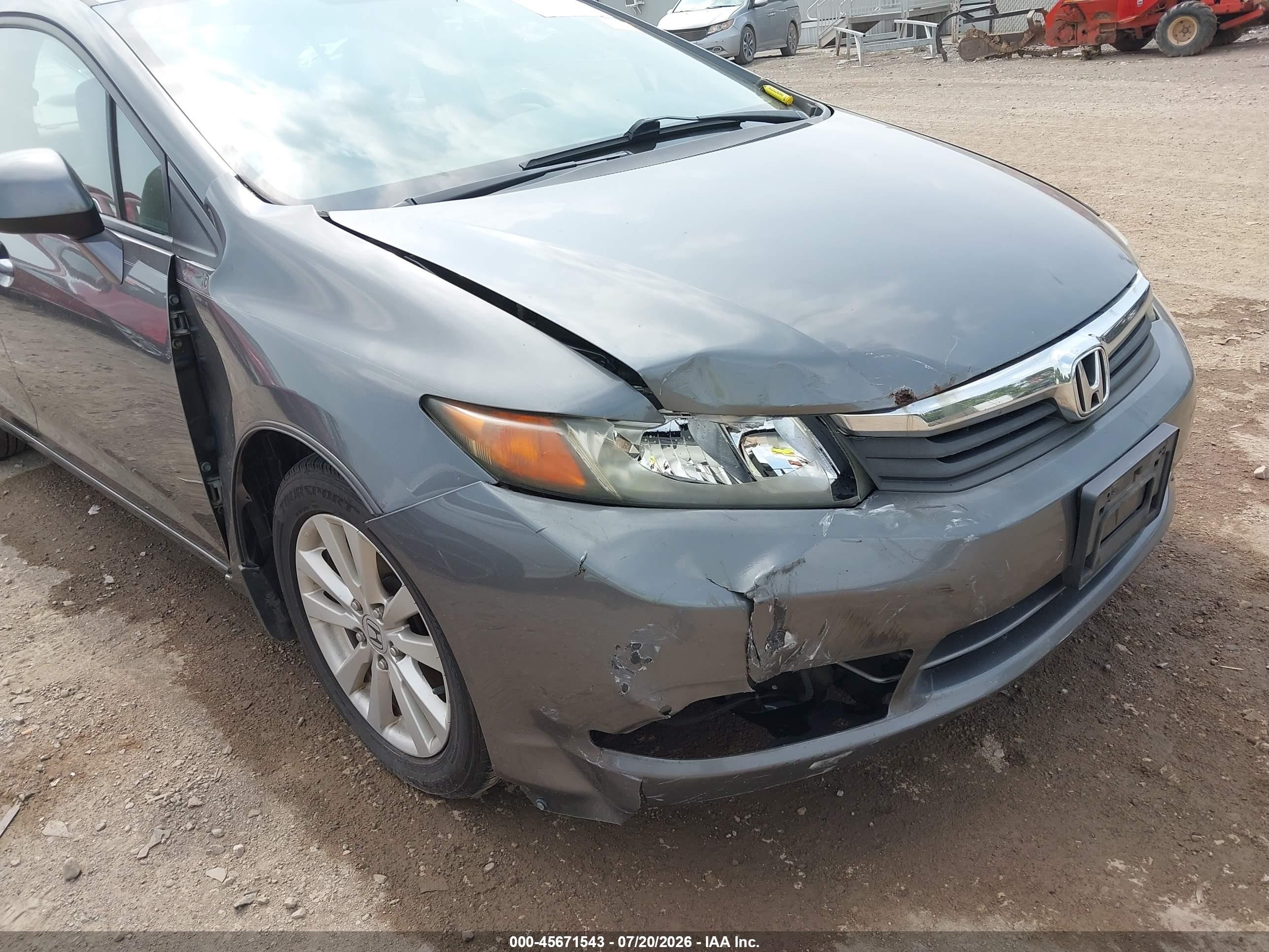 2012 Honda Civic Ex Gray vin: 19XFB2F84CE040493