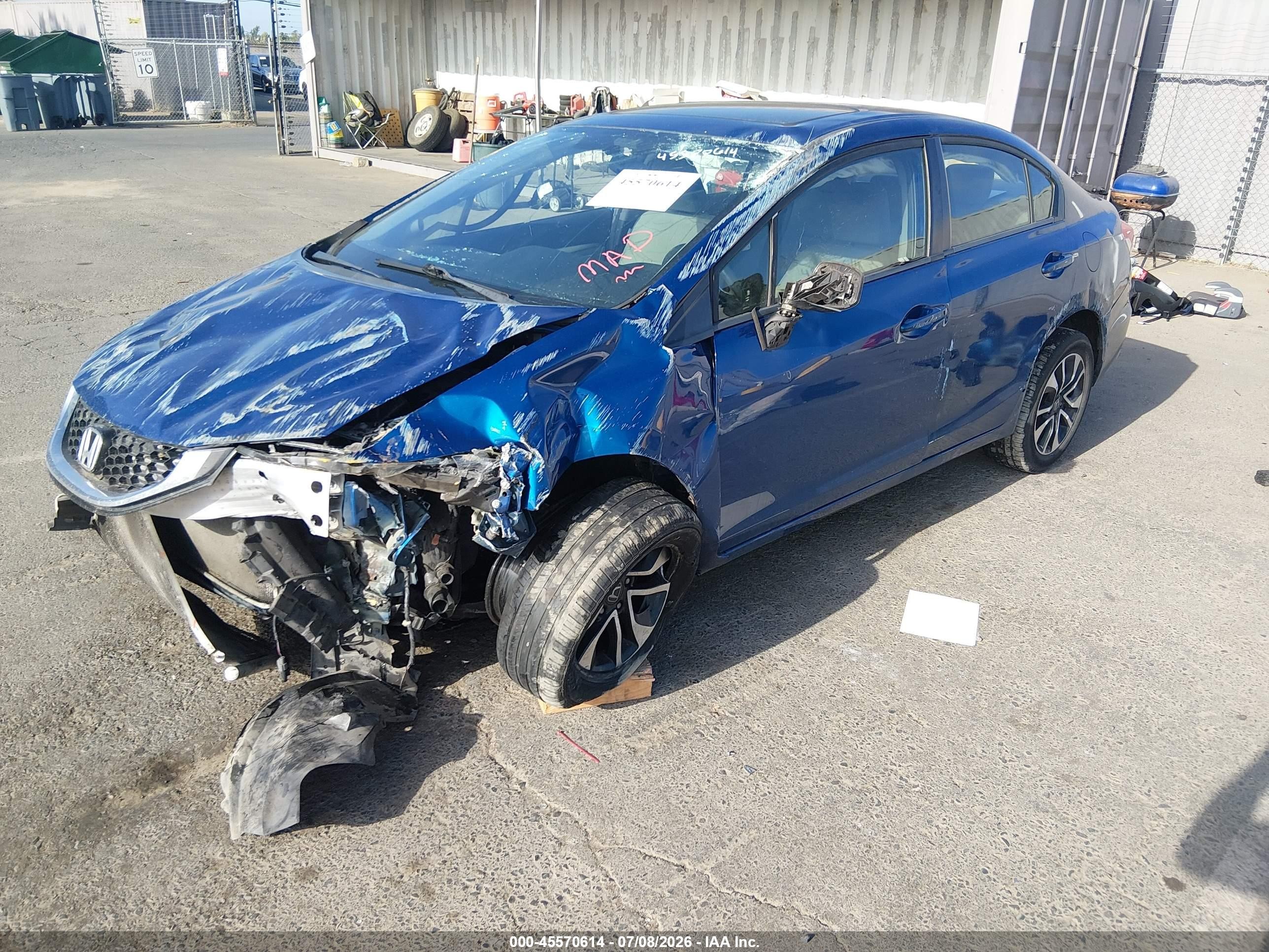 2013 Honda Civic Ex Blue vin: 19XFB2F84DE268799