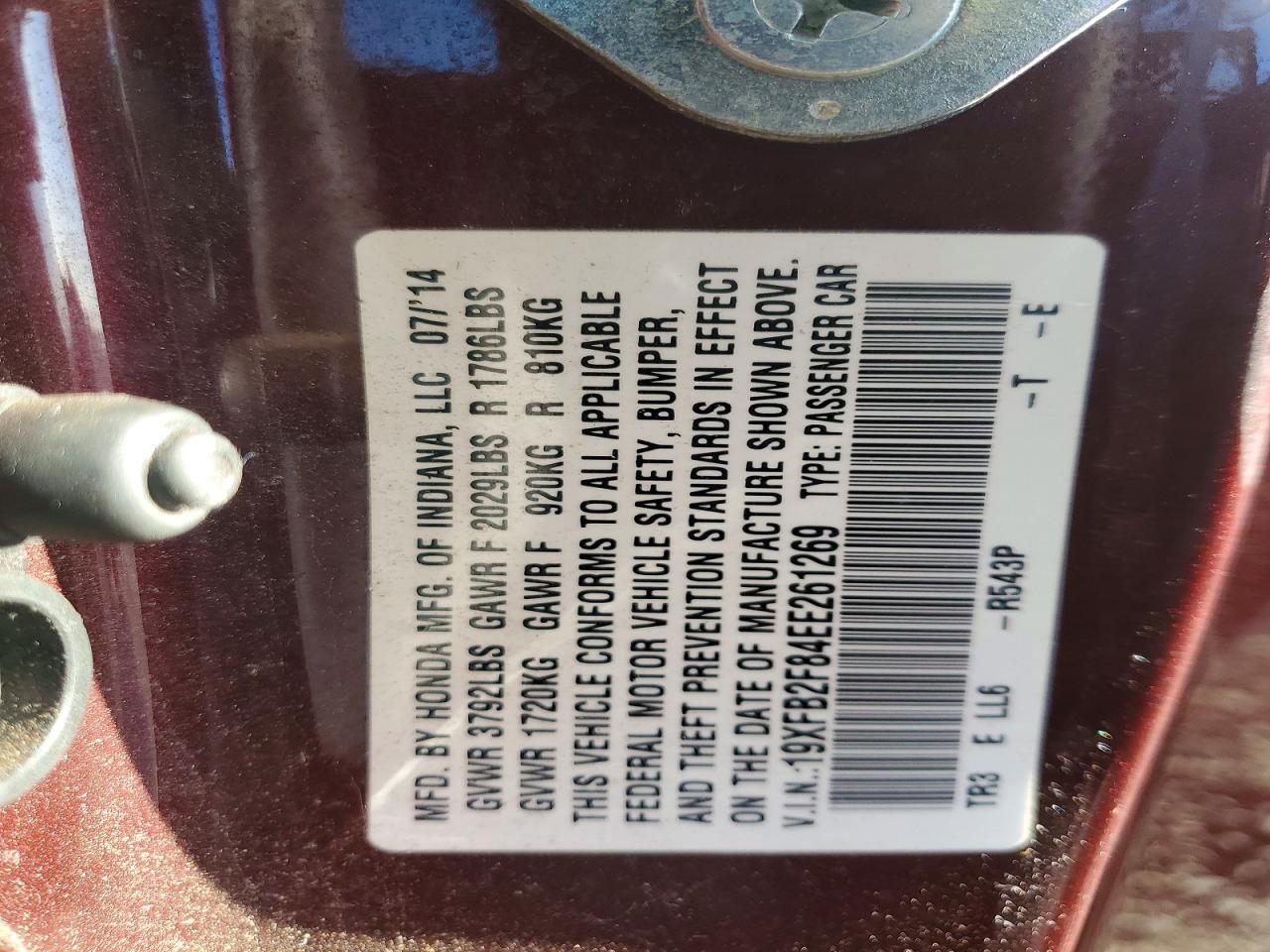 2014 Honda Civic Ex Red vin: 19XFB2F84EE261269