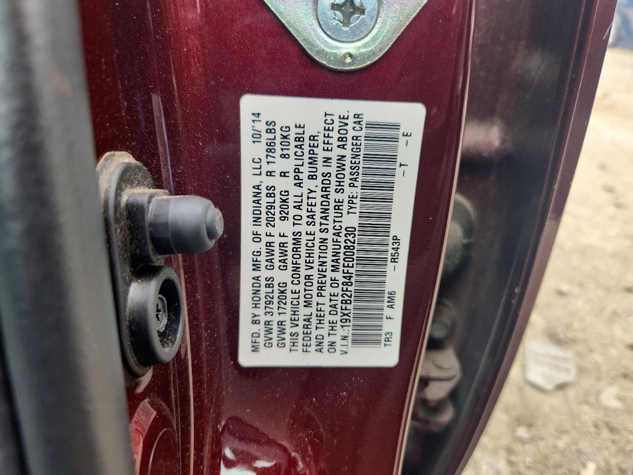 2015 Honda Civic Ex Burgundy vin: 19XFB2F84FE008230