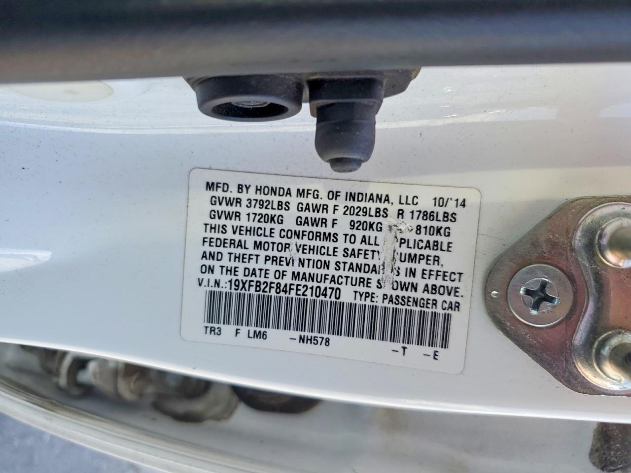 2015 Honda Civic Ex White vin: 19XFB2F84FE210470