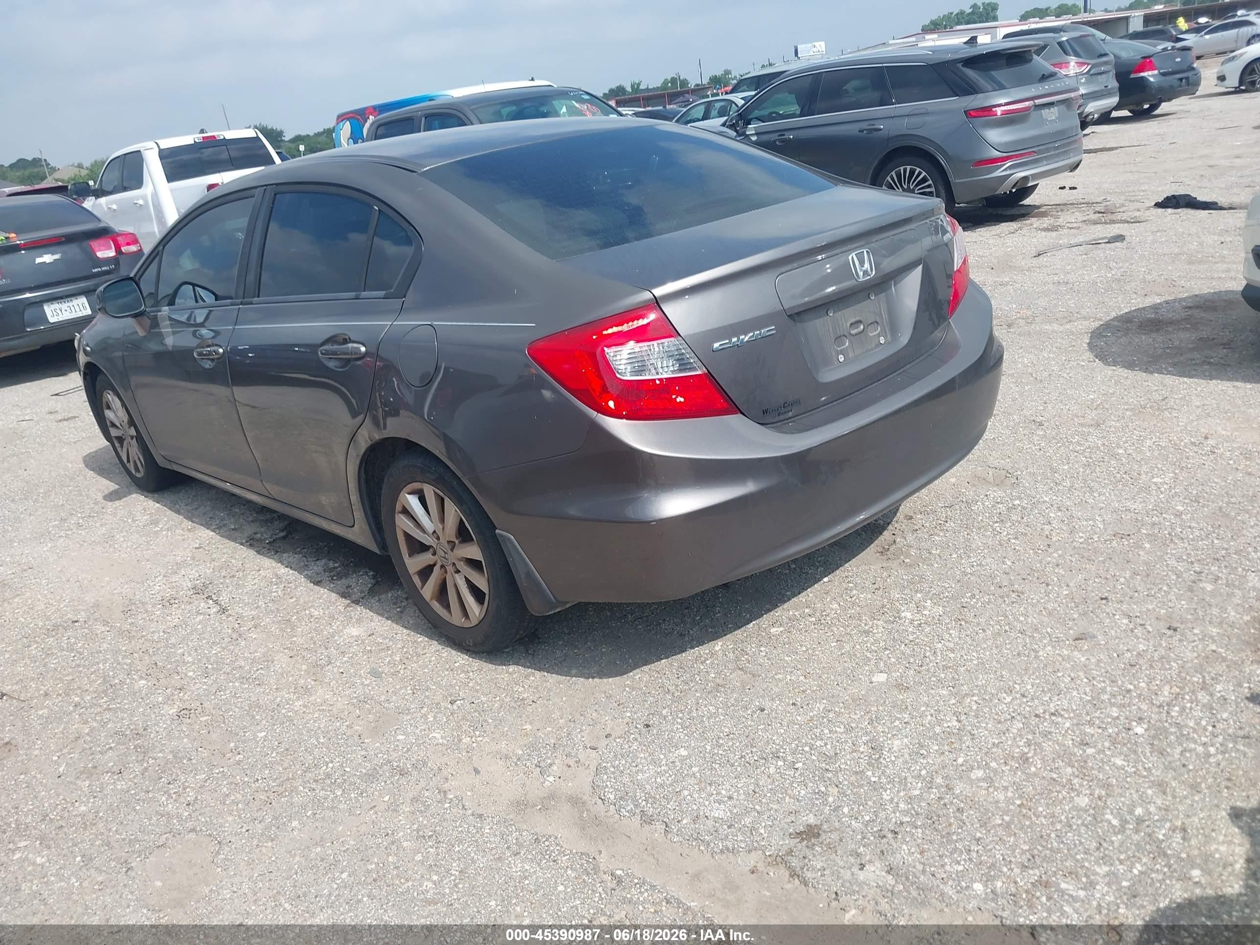 2012 Honda Civic Ex Gray vin: 19XFB2F85CE004358