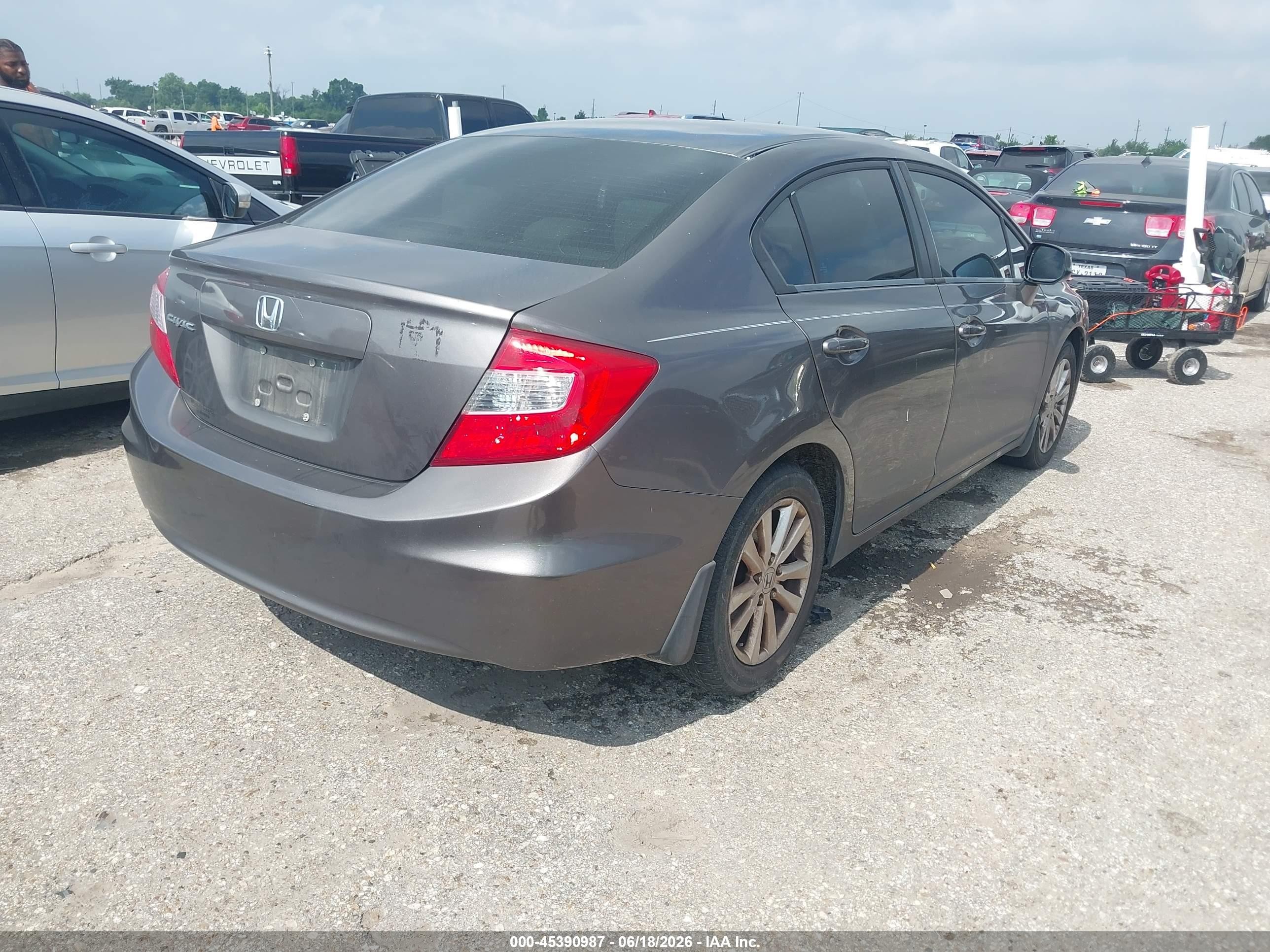 2012 Honda Civic Ex Gray vin: 19XFB2F85CE004358