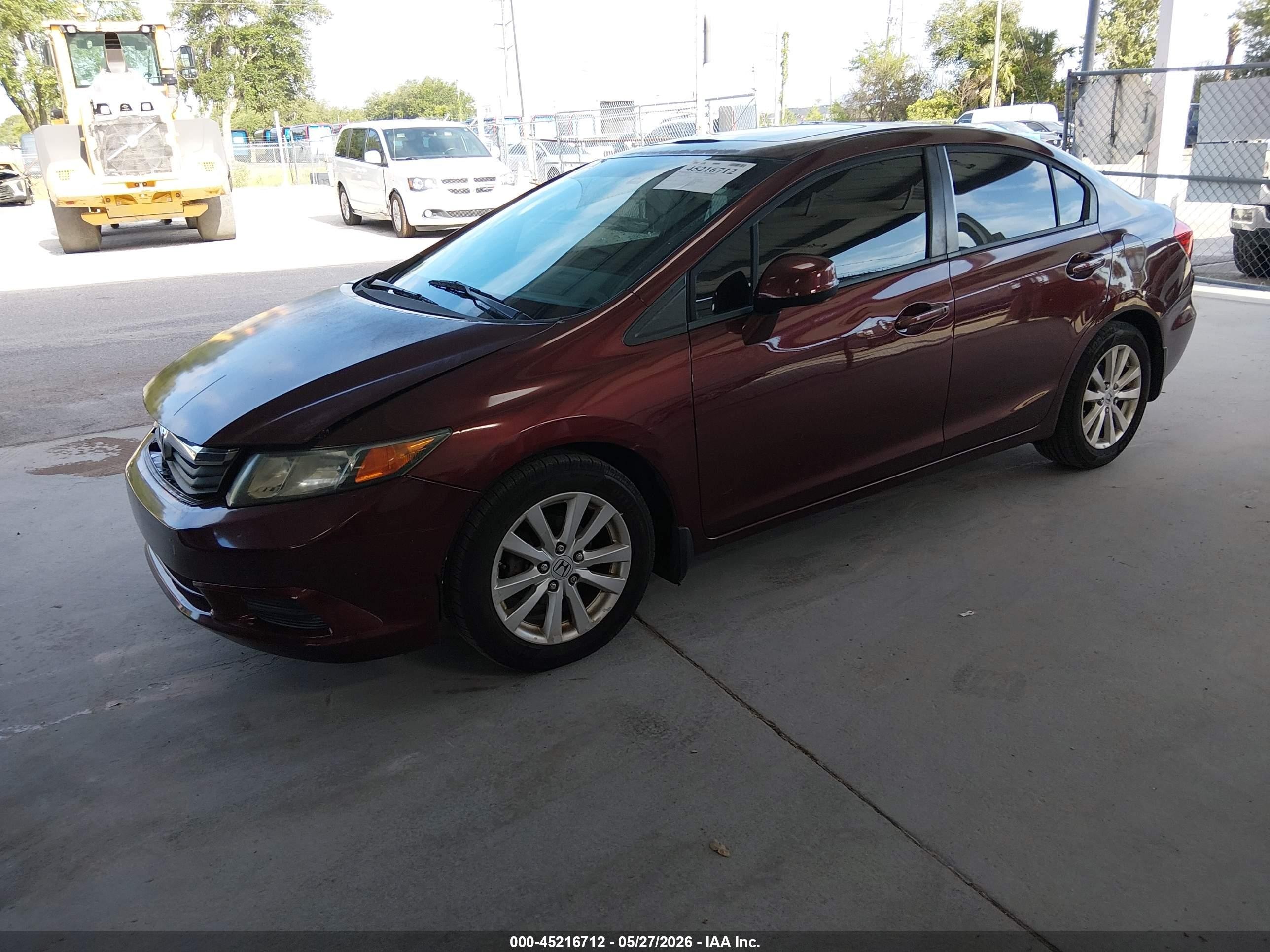 2012 Honda Civic Ex Burgundy vin: 19XFB2F85CE041202