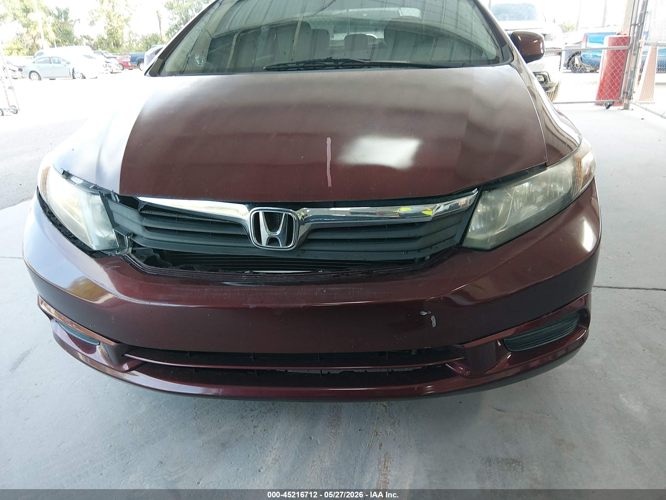 2012 Honda Civic Ex Burgundy vin: 19XFB2F85CE041202