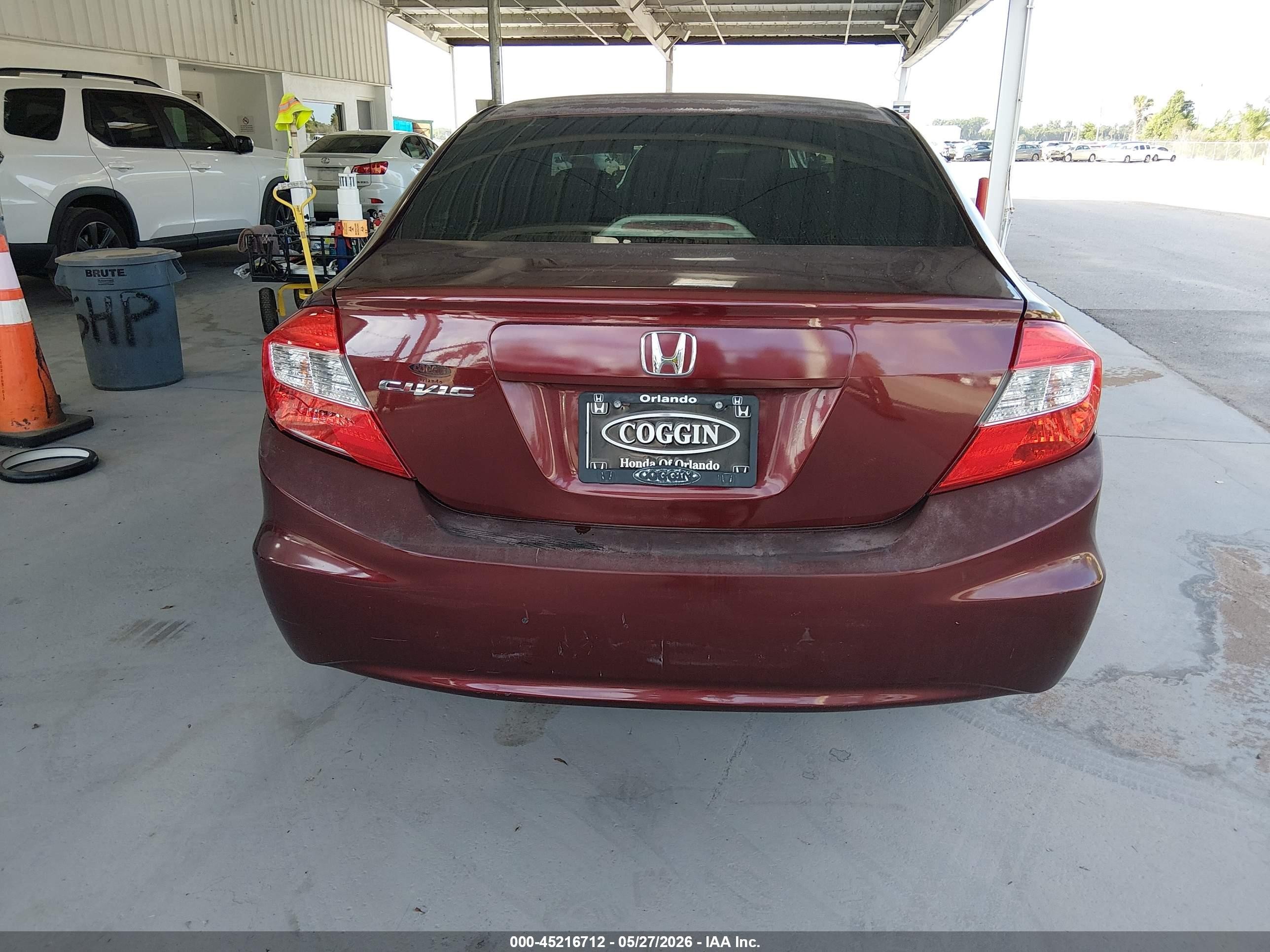 2012 Honda Civic Ex Burgundy vin: 19XFB2F85CE041202