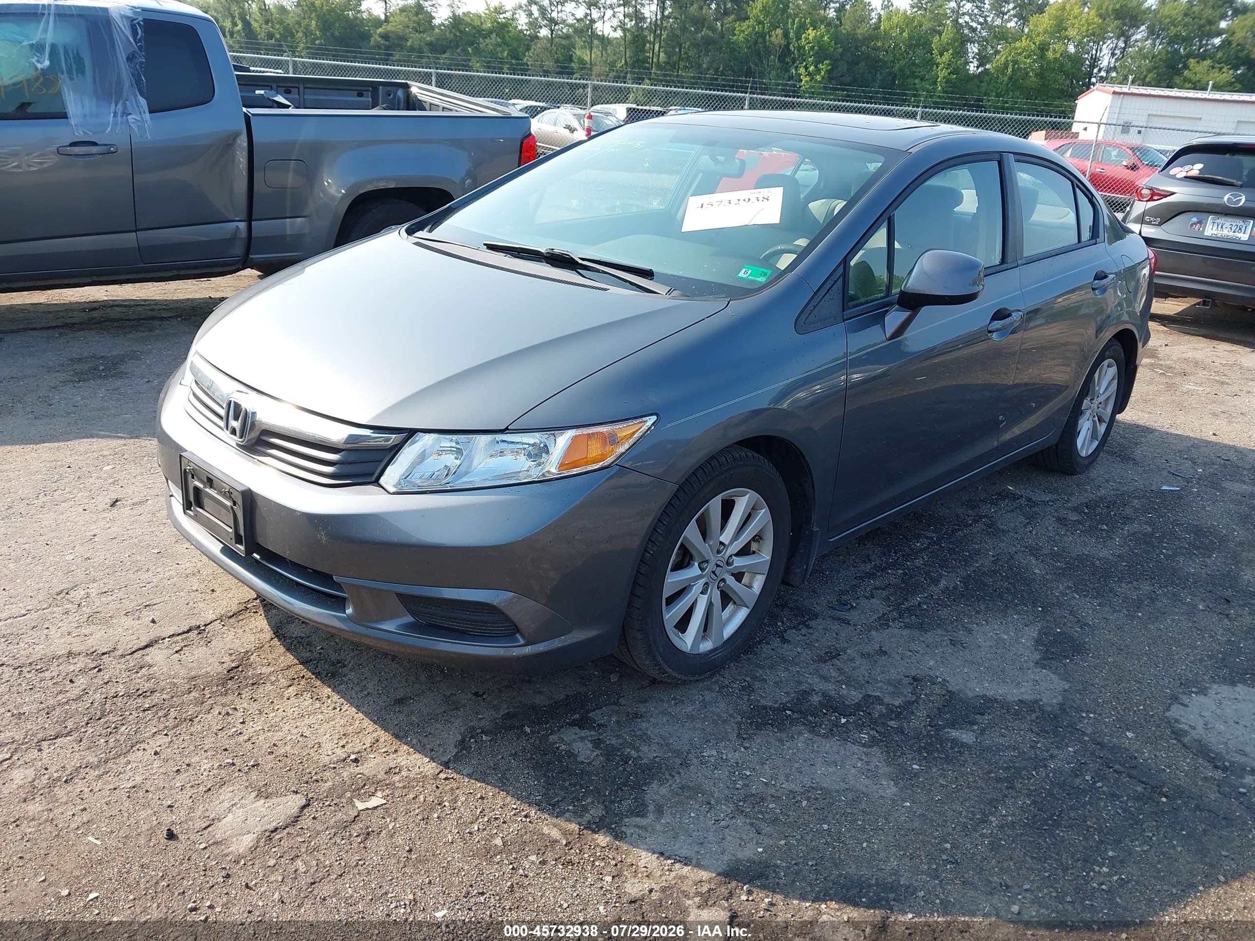 2012 Honda Civic Ex Серый vin: 19XFB2F85CE089718