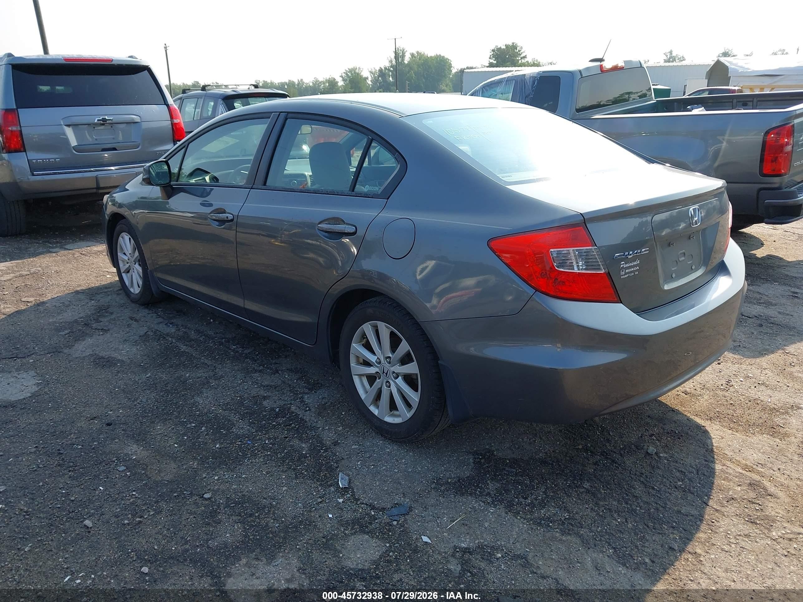 2012 Honda Civic Ex Серый vin: 19XFB2F85CE089718