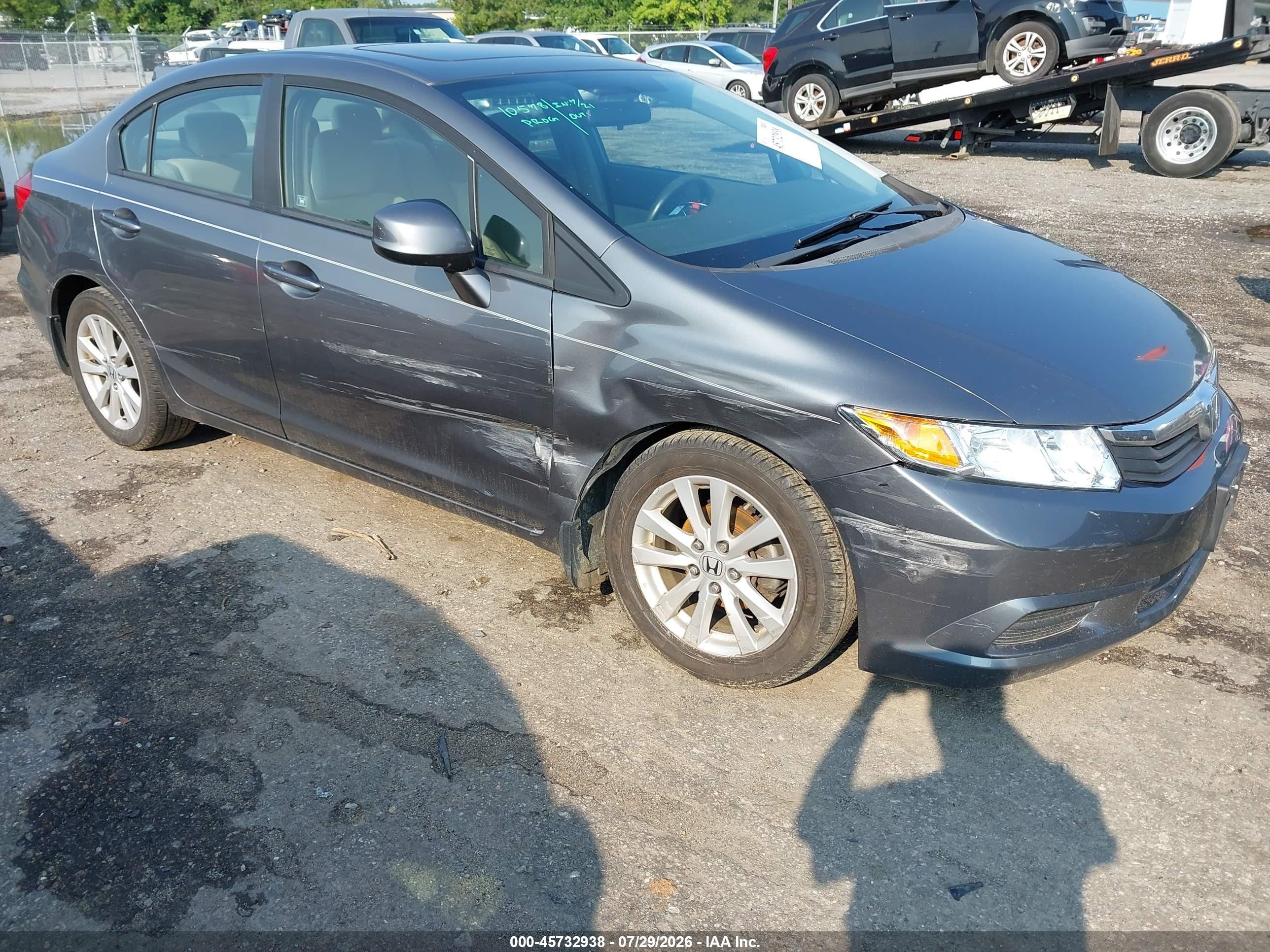 2012 Honda Civic Ex Серый vin: 19XFB2F85CE089718