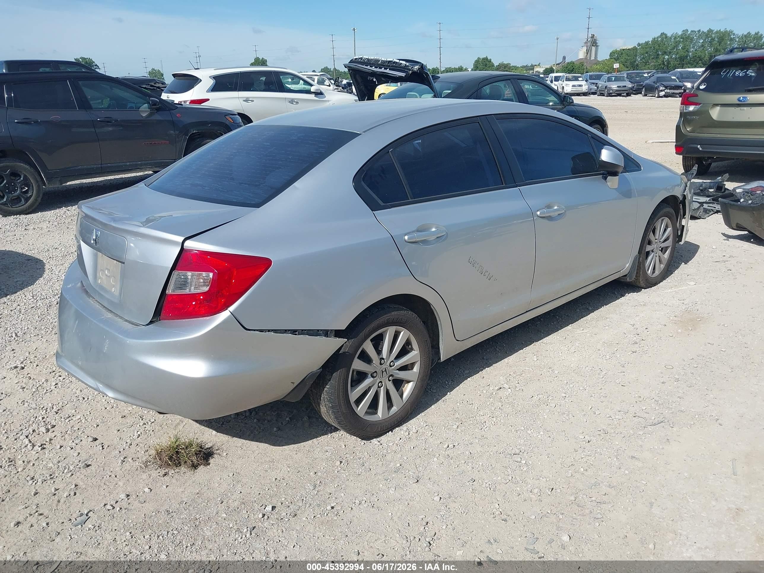 2012 Honda Civic Ex Silver vin: 19XFB2F85CE107151
