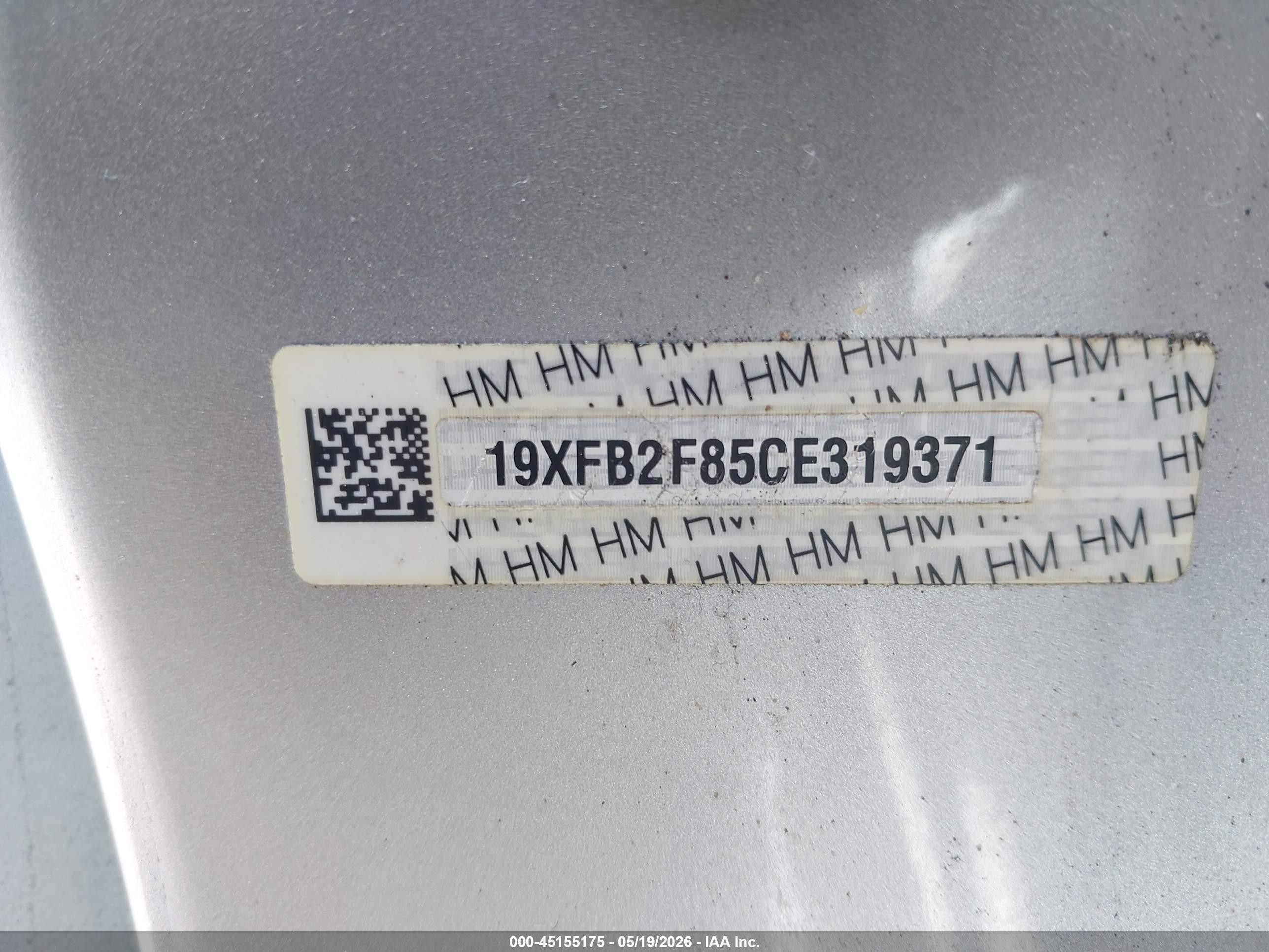 2012 Honda Civic Ex Silver vin: 19XFB2F85CE319371