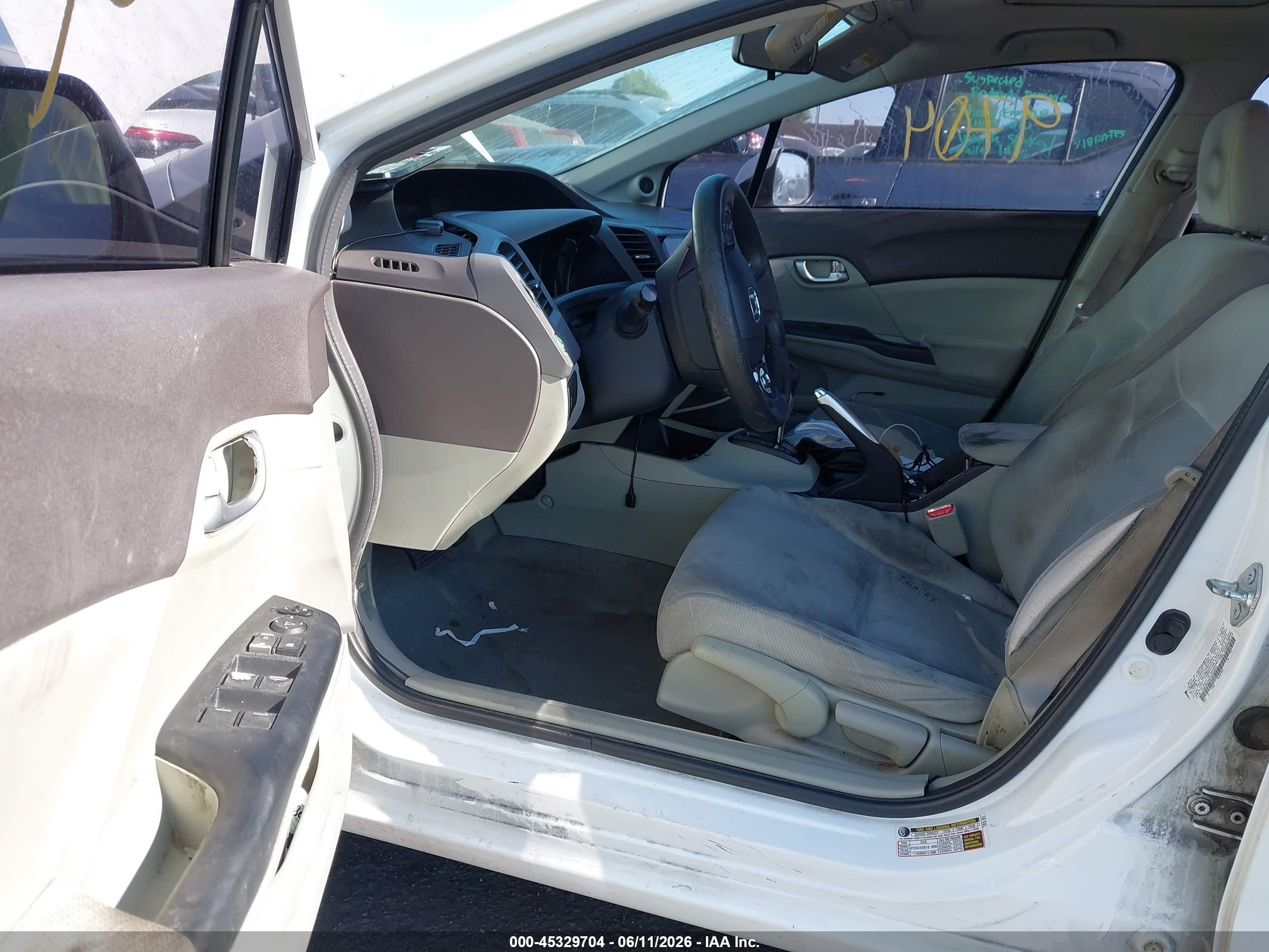 2012 Honda Civic Ex White vin: 19XFB2F85CE353374