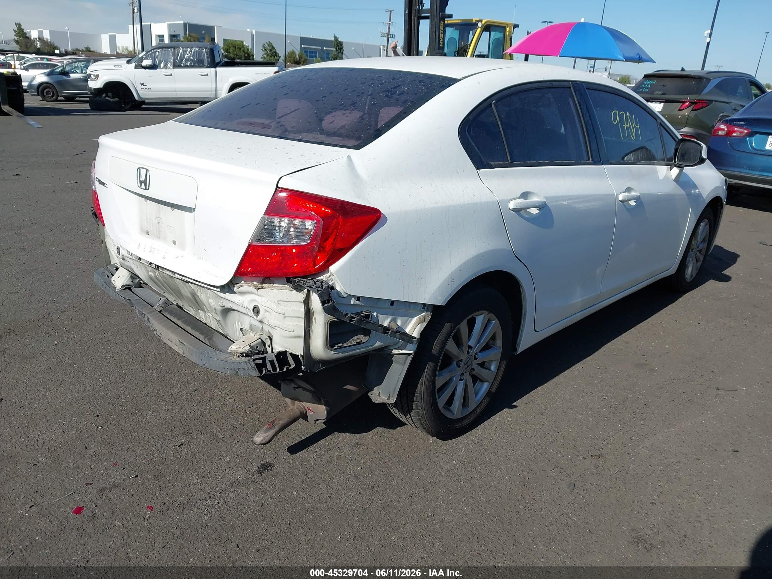 2012 Honda Civic Ex White vin: 19XFB2F85CE353374