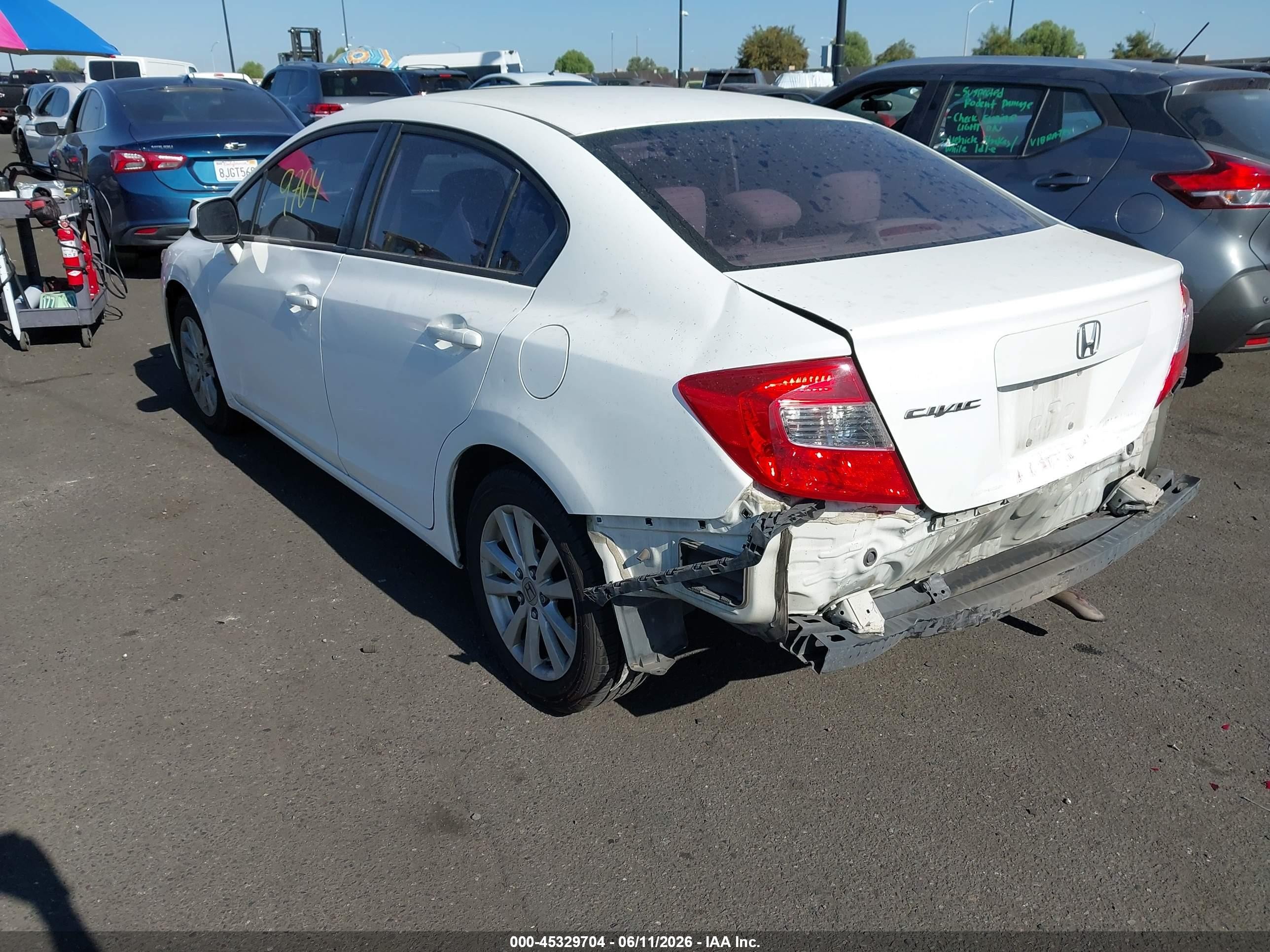 2012 Honda Civic Ex White vin: 19XFB2F85CE353374