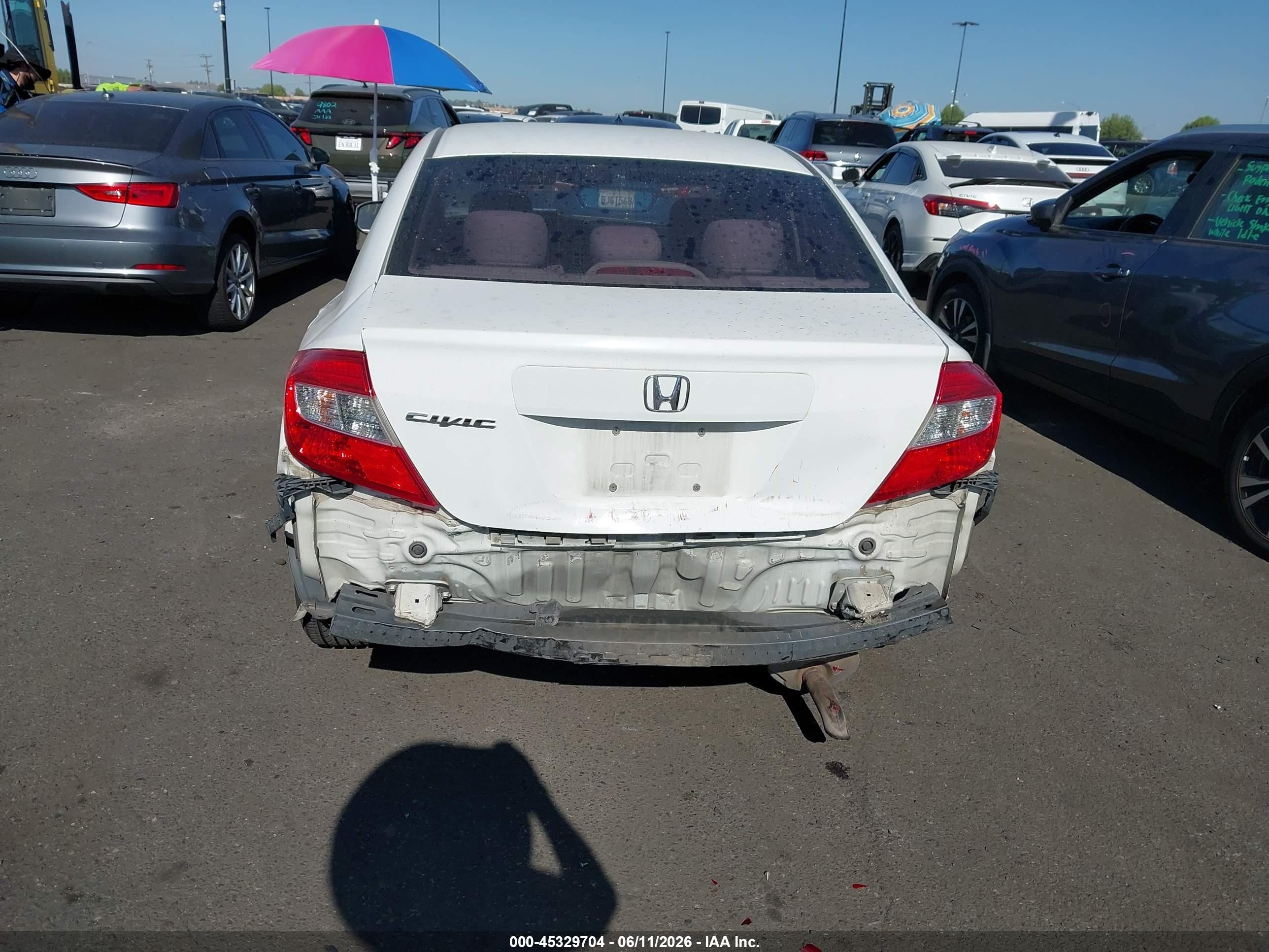 2012 Honda Civic Ex White vin: 19XFB2F85CE353374